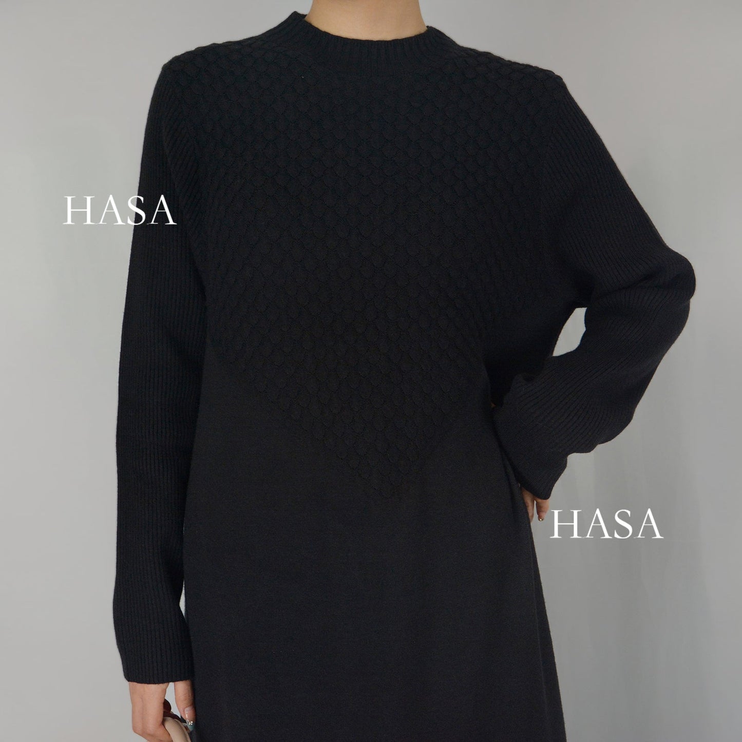 HAYA0271 Winter Premium Thick Anti Cold Plush Long Knitted Dress