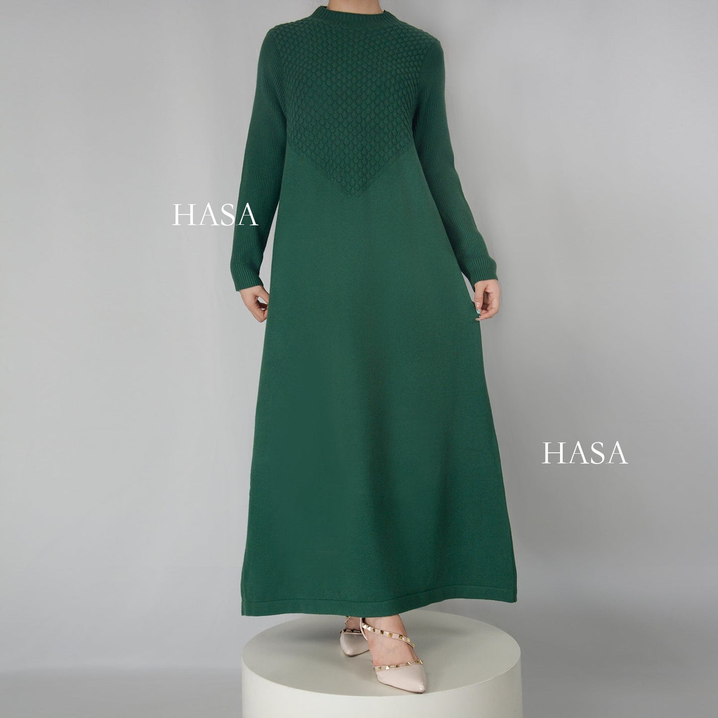HAYA0271 Winter Premium Thick Anti Cold Plush Long Knitted Dress