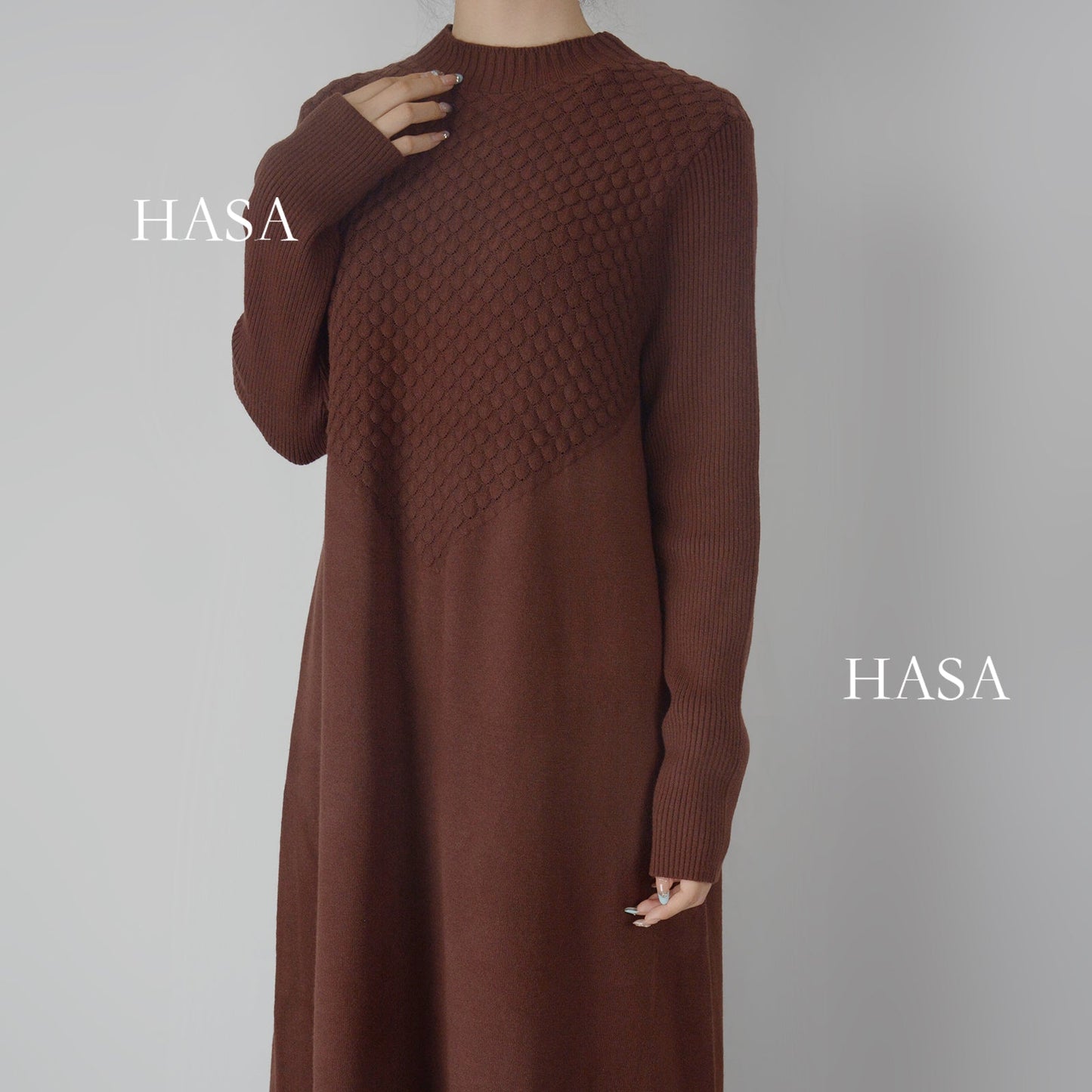 HAYA0271 Winter Premium Thick Anti Cold Plush Long Knitted Dress