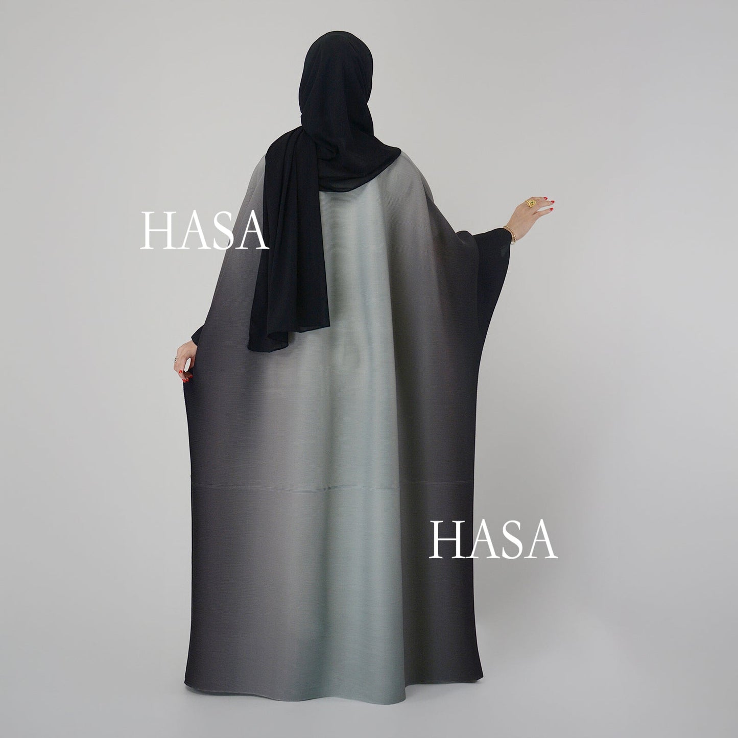 LMSA LM1245 عباءة عصرية فضفاضة بتفاصيل رقع مطوية
