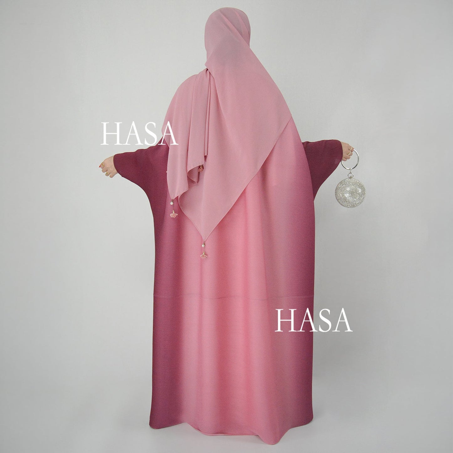 LMSA LM1245 عباءة عصرية فضفاضة بتفاصيل رقع مطوية