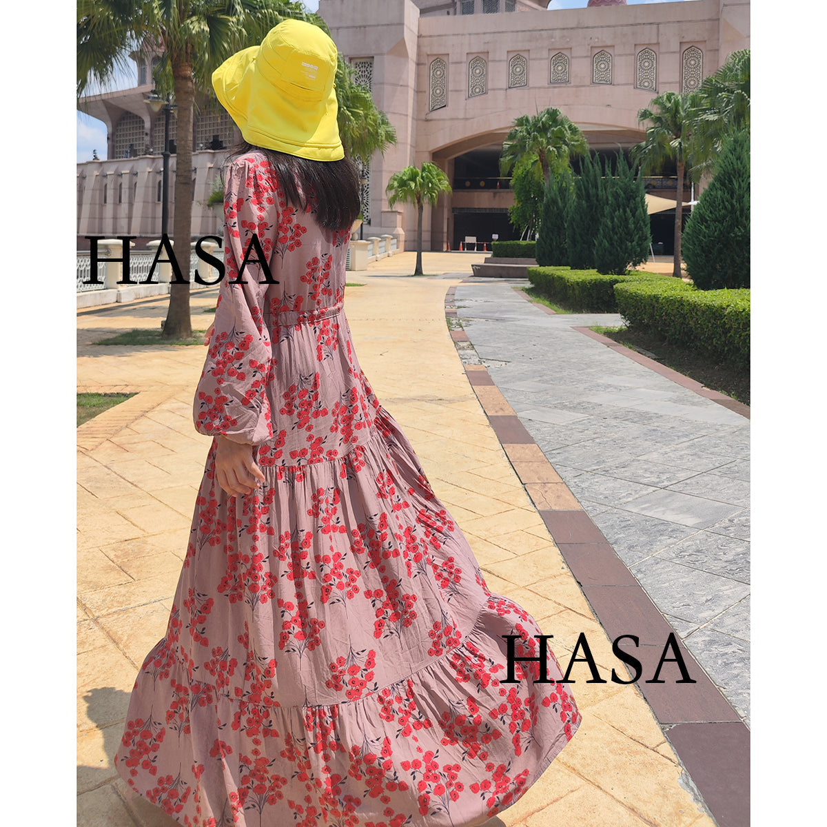 LUMAYA0819 Rayon long dress V-neck flower dress