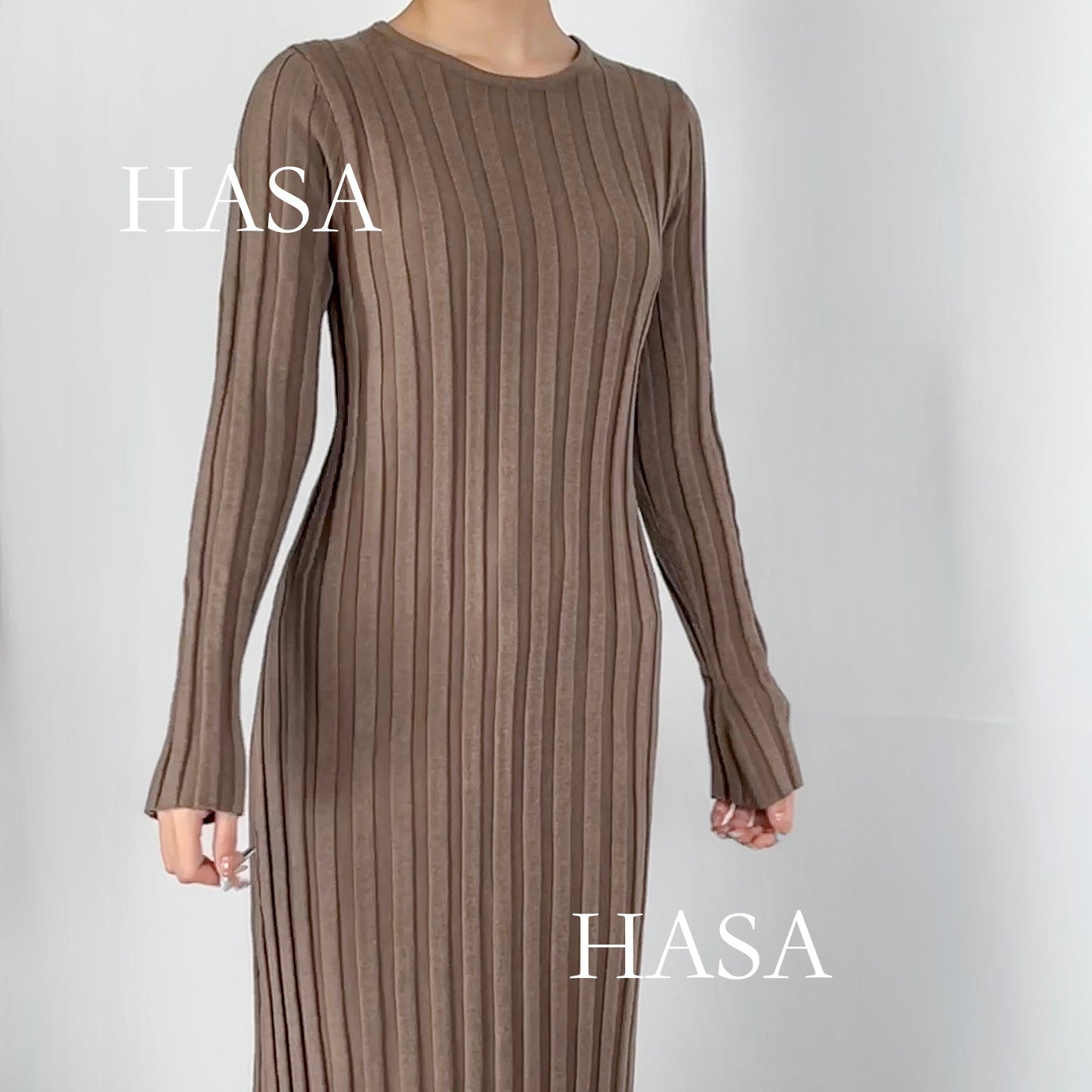HAYA0112 Knitted long dress warm for autumn and winter