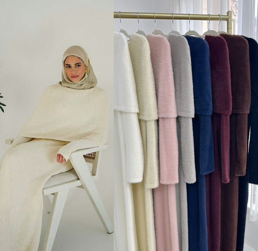 LM6604  Slim-fit Knit Sweater Two-piece Set with SLMwl Design (headscarf Optional)