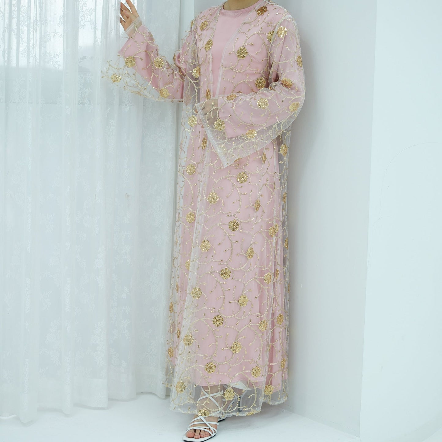 LM6627 Gold hook flower embroidered cardigan (with optional inner wear)
