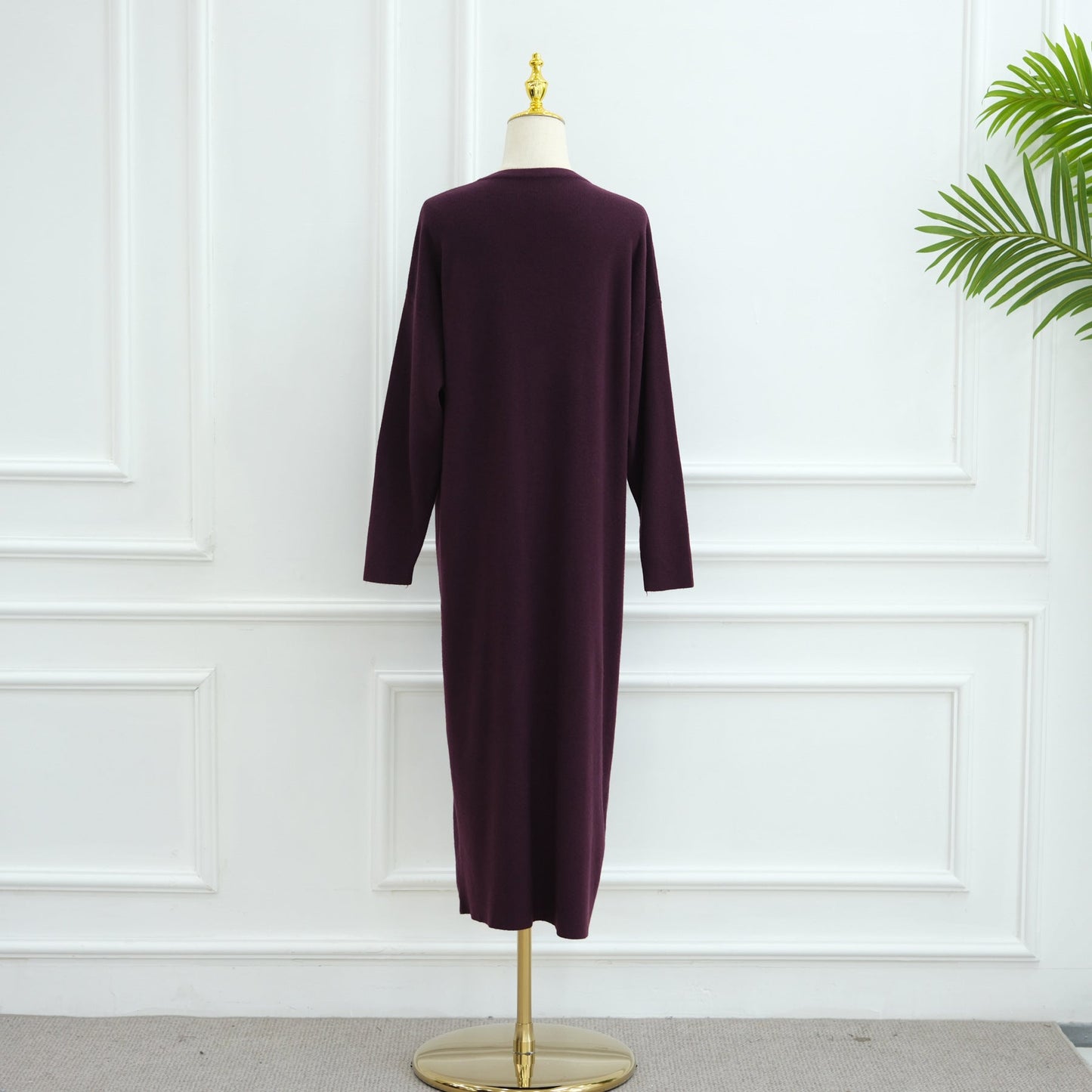 LM6598 Autumn and Winter Knitted Dress, Long Solid Color (headscarf Not Included)