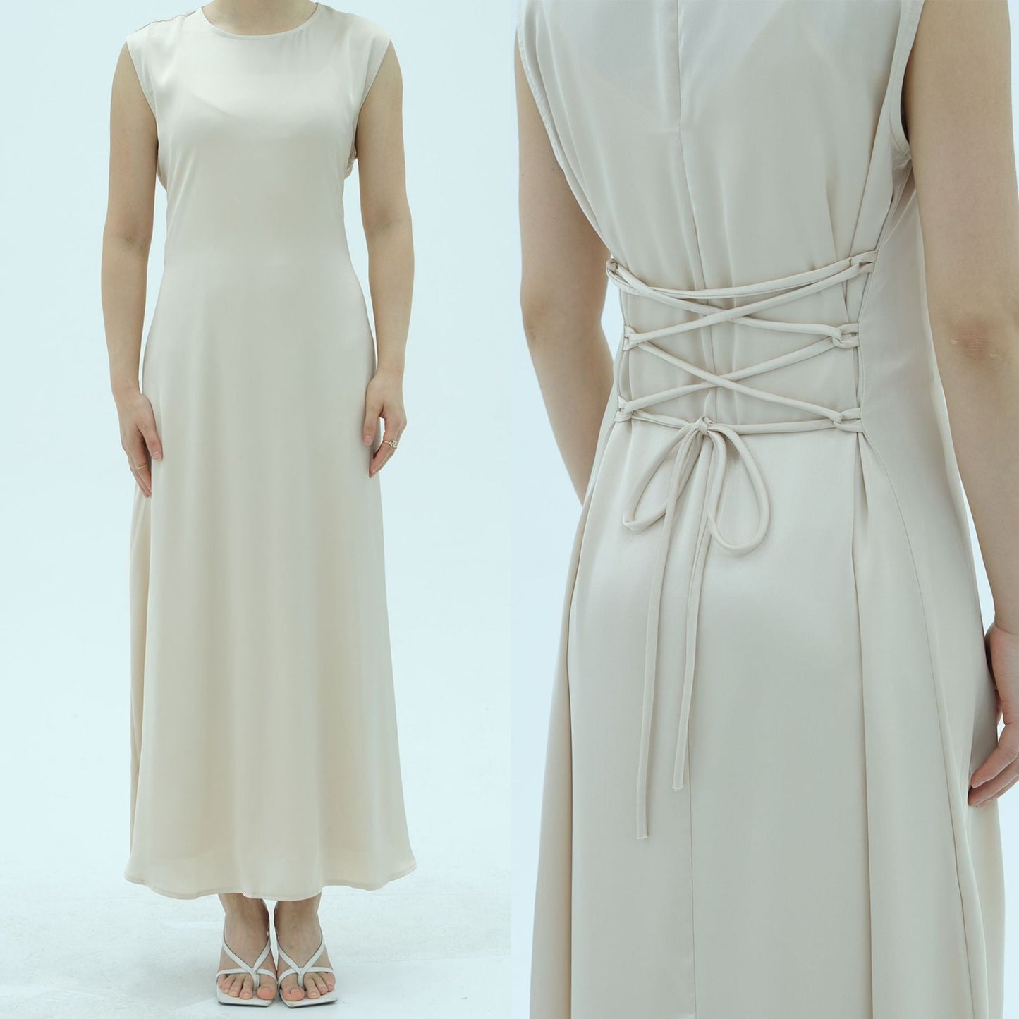 LM6620 Sleeveless Back Tie Dress (One-Piece)