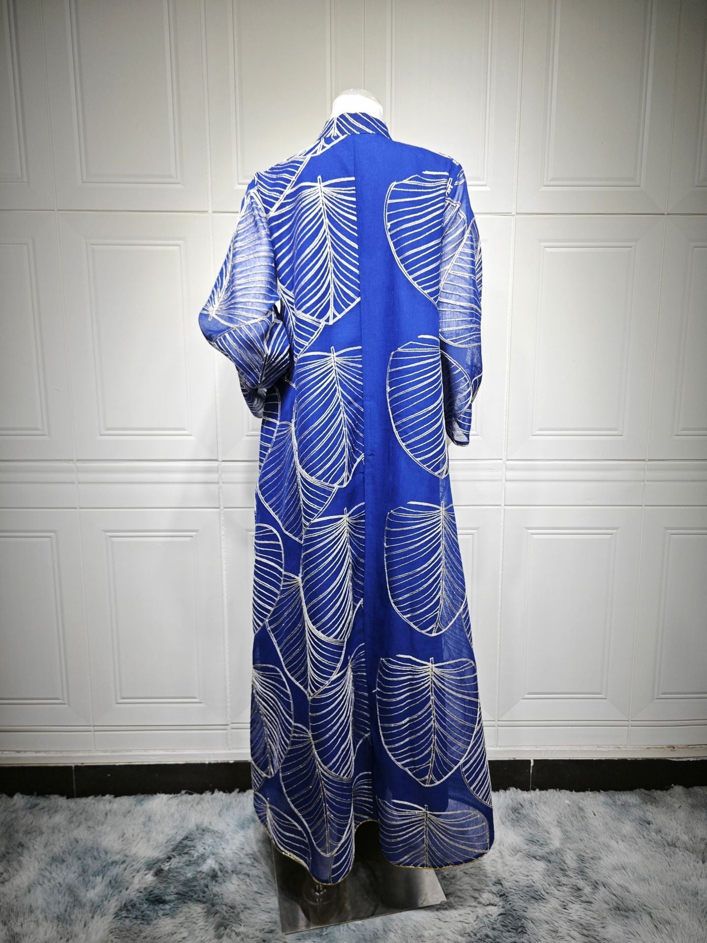 LM6657 Women's Long Robe Dress with Mesh Embroidery