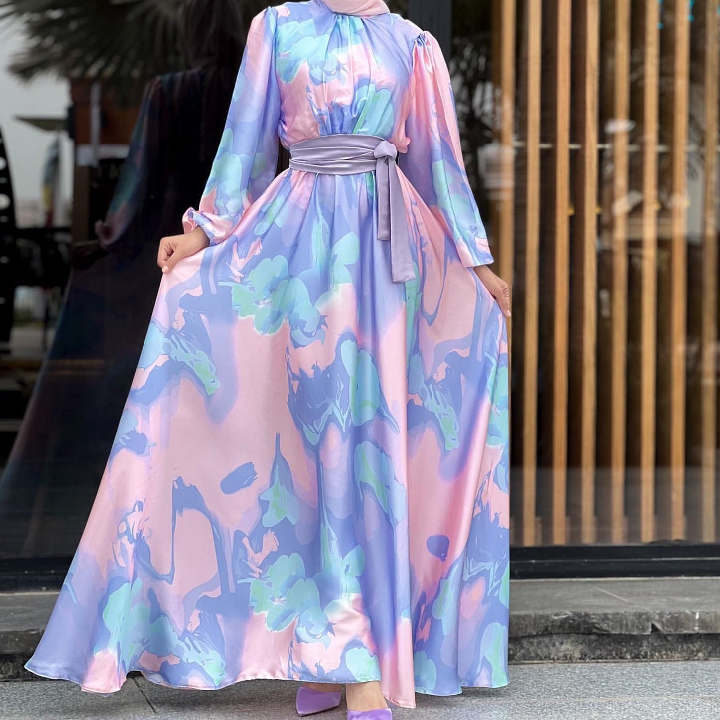 LUMAYA LM1211 High Neck,Zipper At Back,with DeatcLMble Belt,
