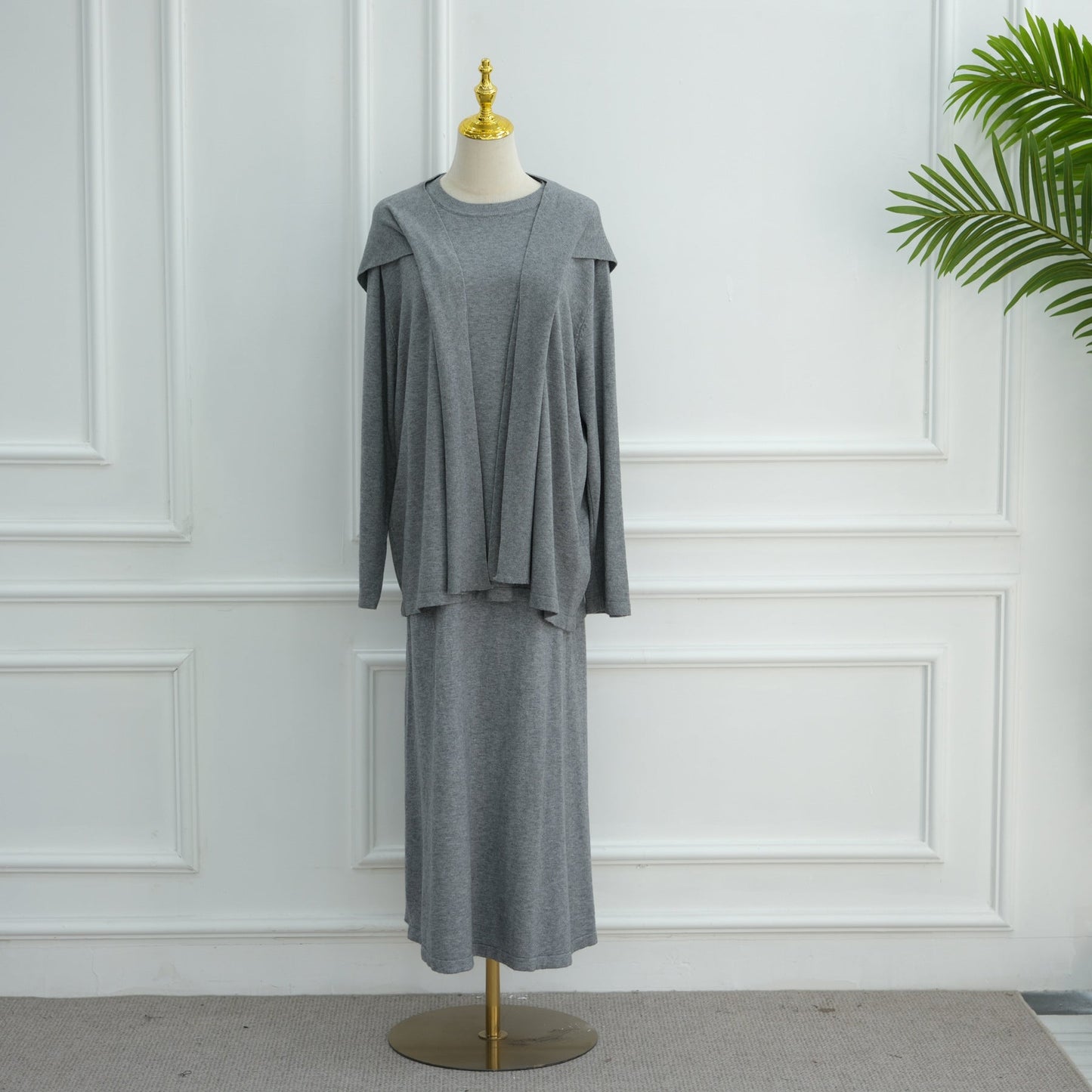 LM6609 Autumn and winter thickened knitted two-piece suit (excluding headscarf)