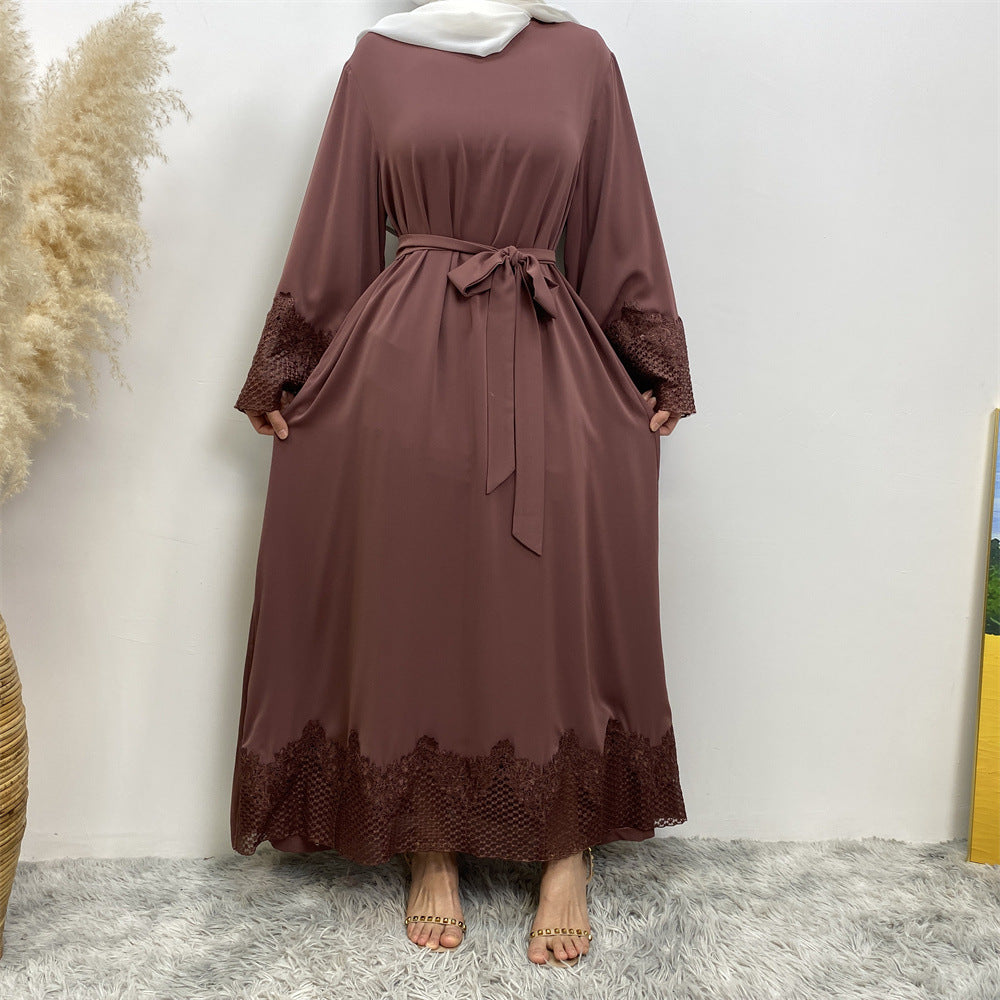 LUMAYA LUMAYA1084 Muslim Fashion Lace Robe Dress
