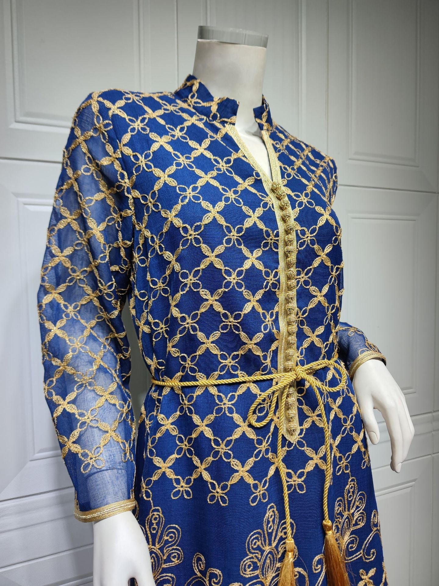 LM6640 Elegant Openwork Embroidered Abaya Long Dress