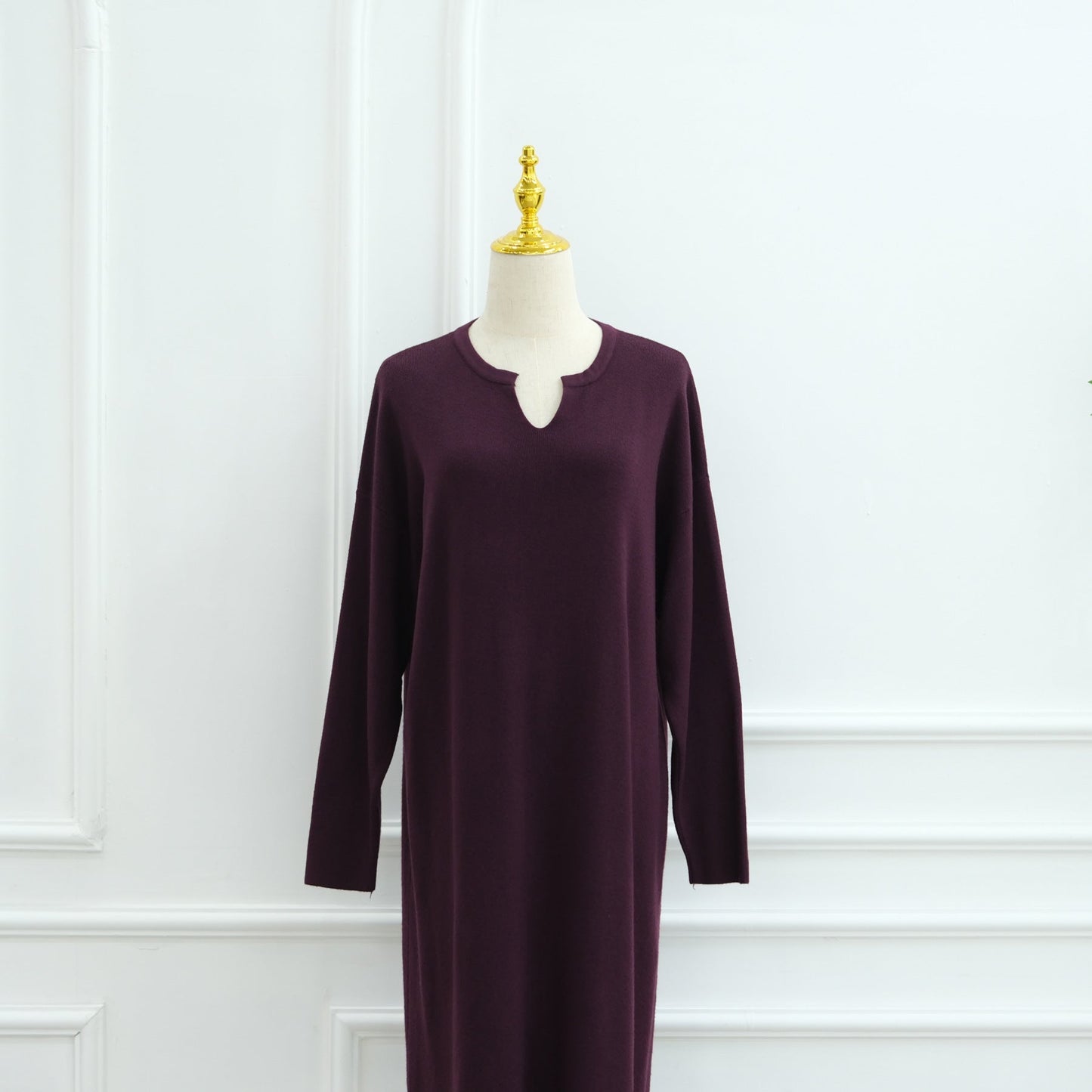 LM6598 Autumn and Winter Knitted Dress, Long Solid Color (headscarf Not Included)