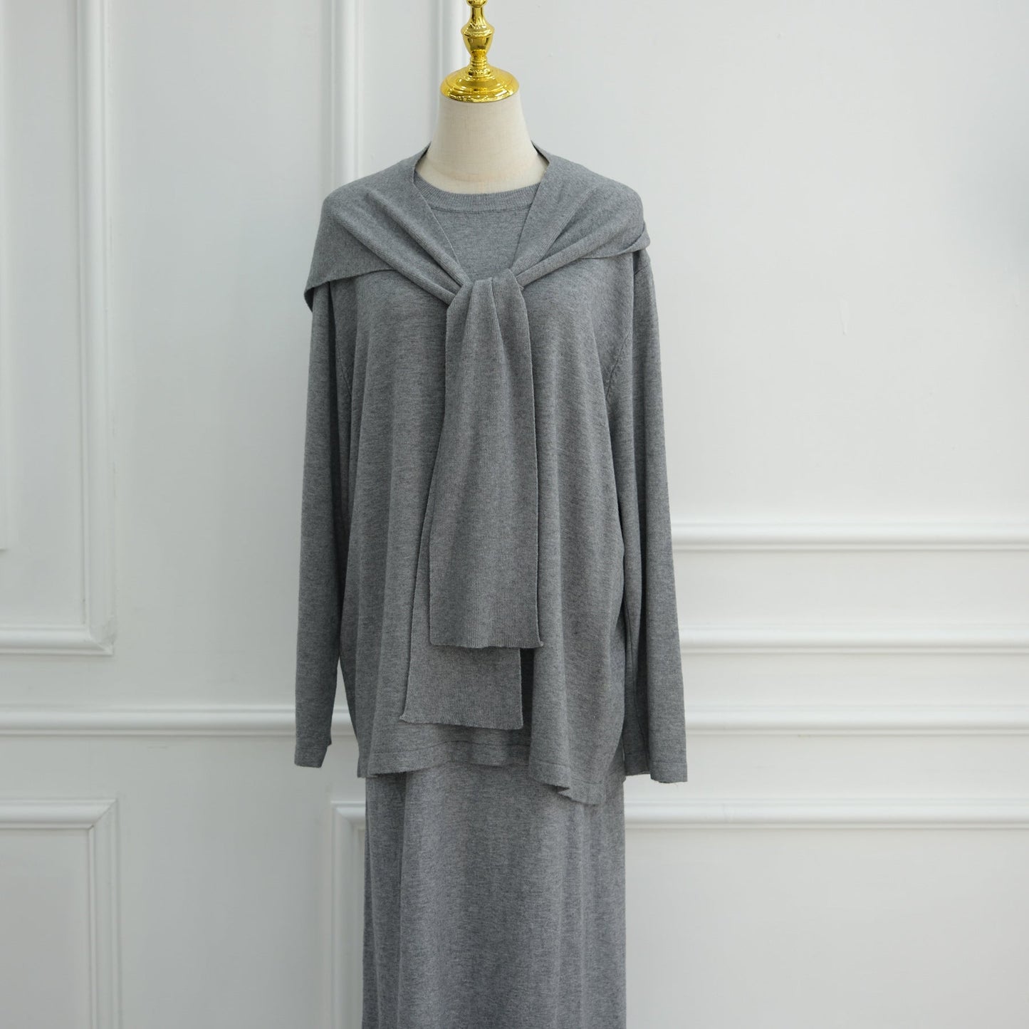 LM6609 Autumn and winter thickened knitted two-piece suit (excluding headscarf)