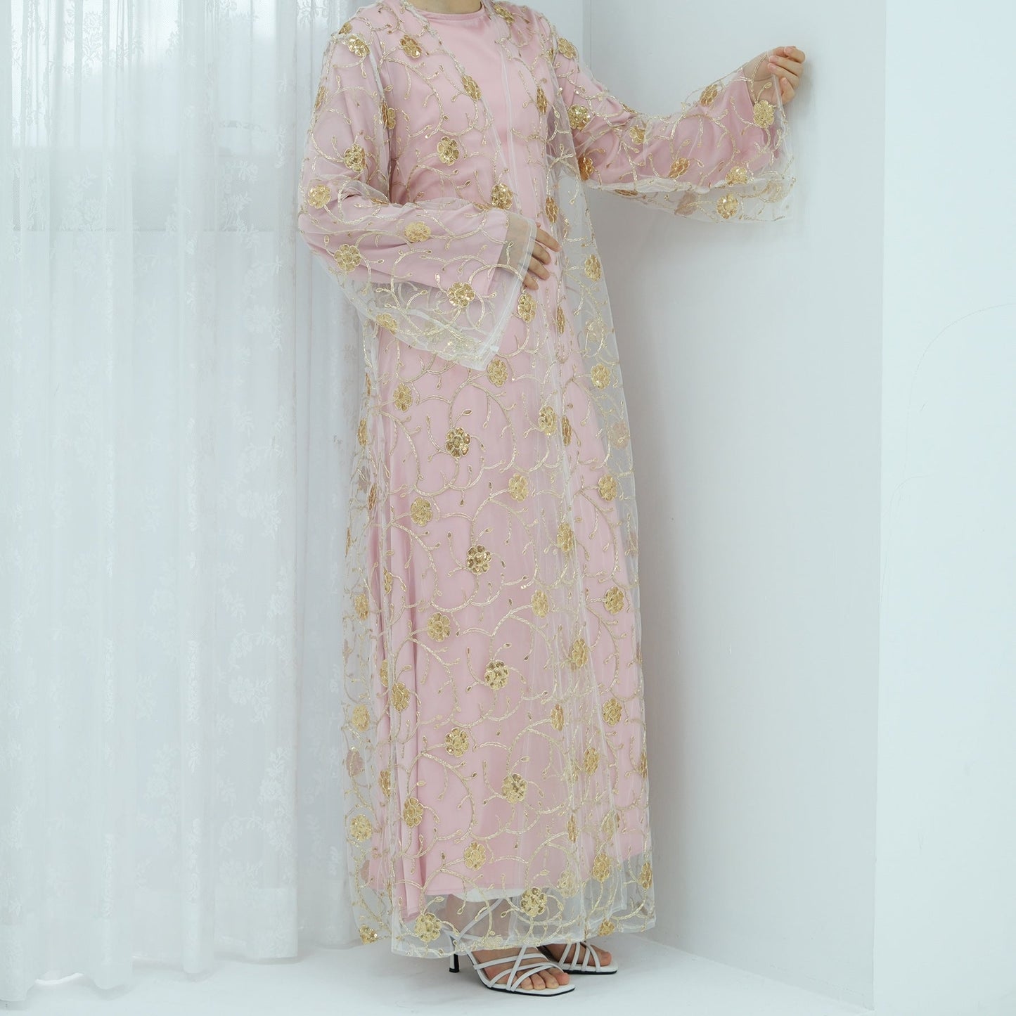 LM6627 Gold hook flower embroidered cardigan (with optional inner wear)