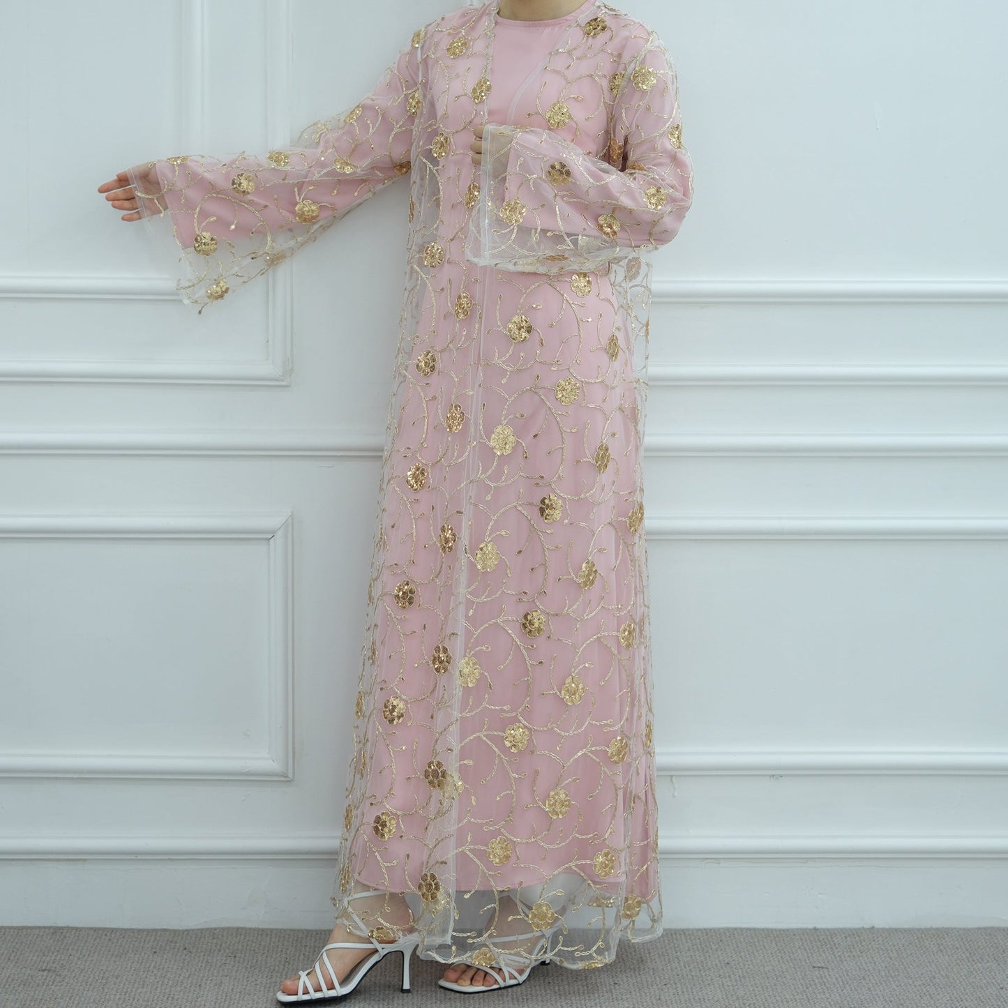 LM6627 Gold hook flower embroidered cardigan (with optional inner wear)