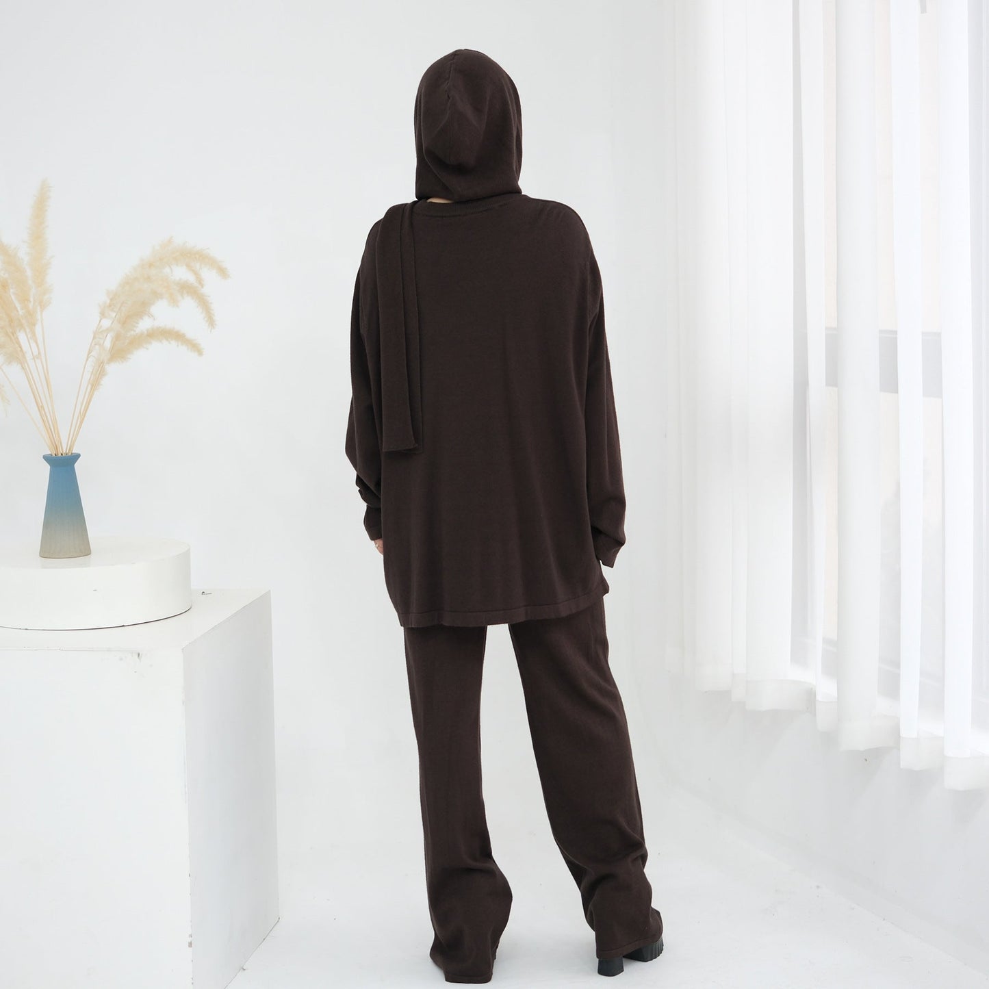 LM6593 Soft knitted home set | Simple solid color two-piece set