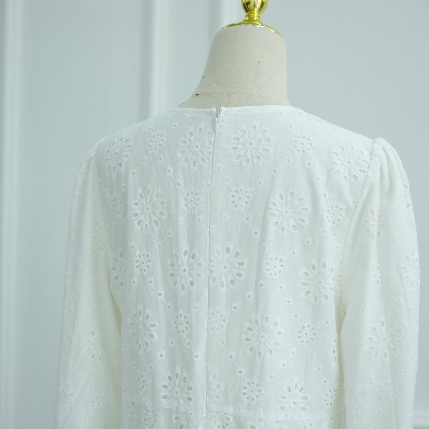LM6630 Cotton embroidered flower long dress