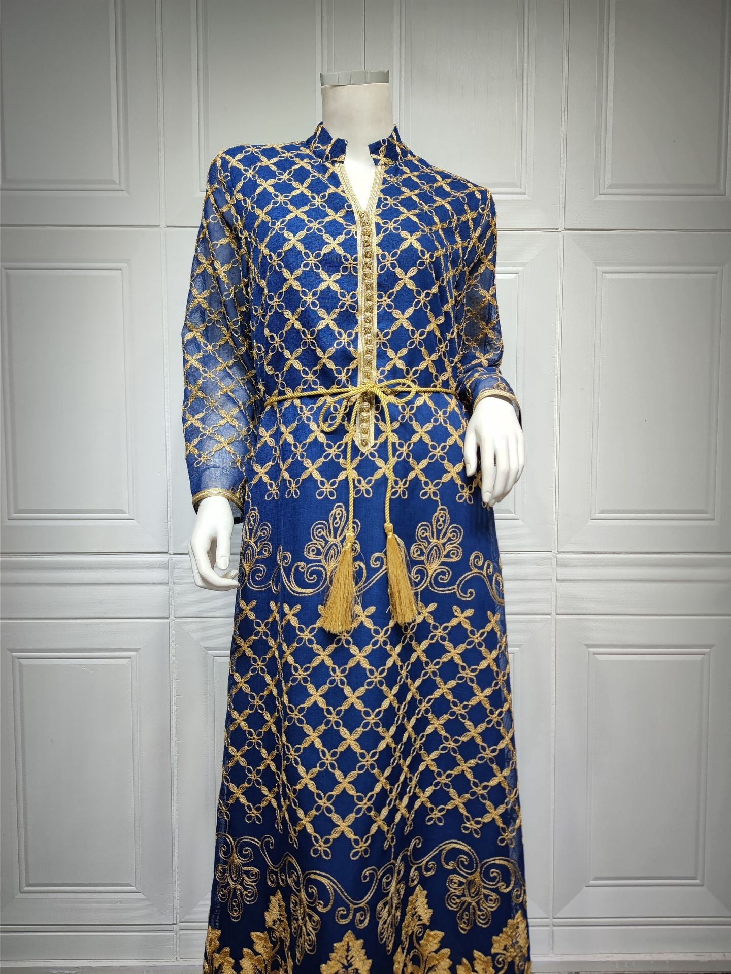 LM6640 Elegant Openwork Embroidered Abaya Long Dress