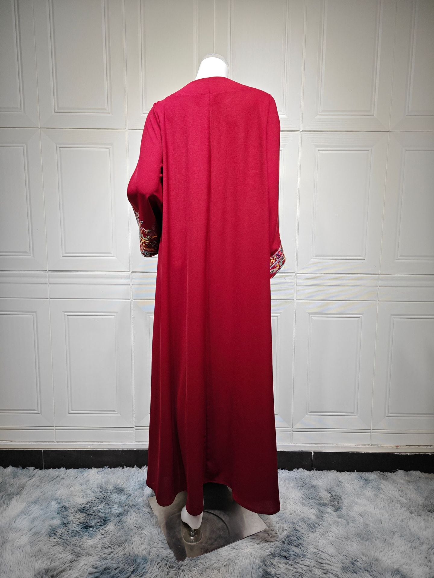 LM6666 Embroidered long wide-sleeved dress | Comfortable fit, easy to wear