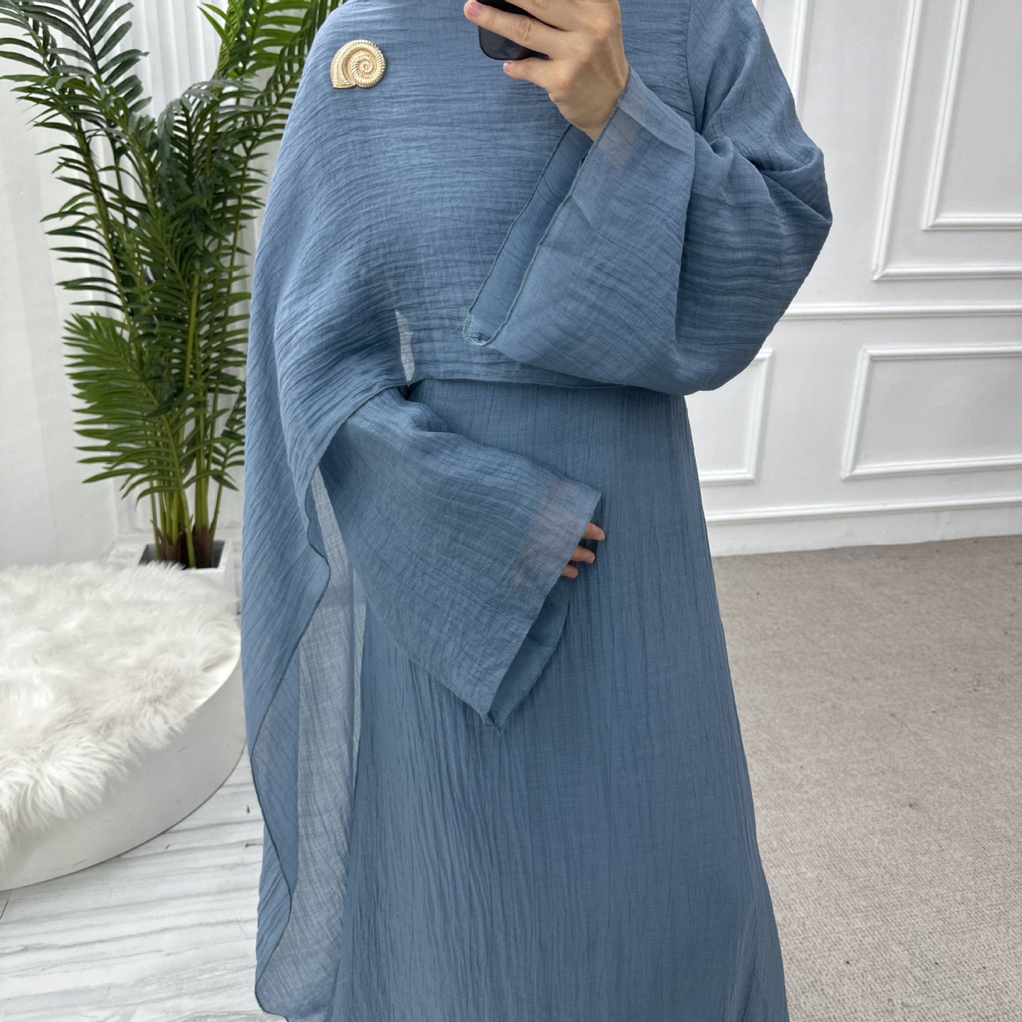 LM6629 Design Solid Color Double Layer Dress