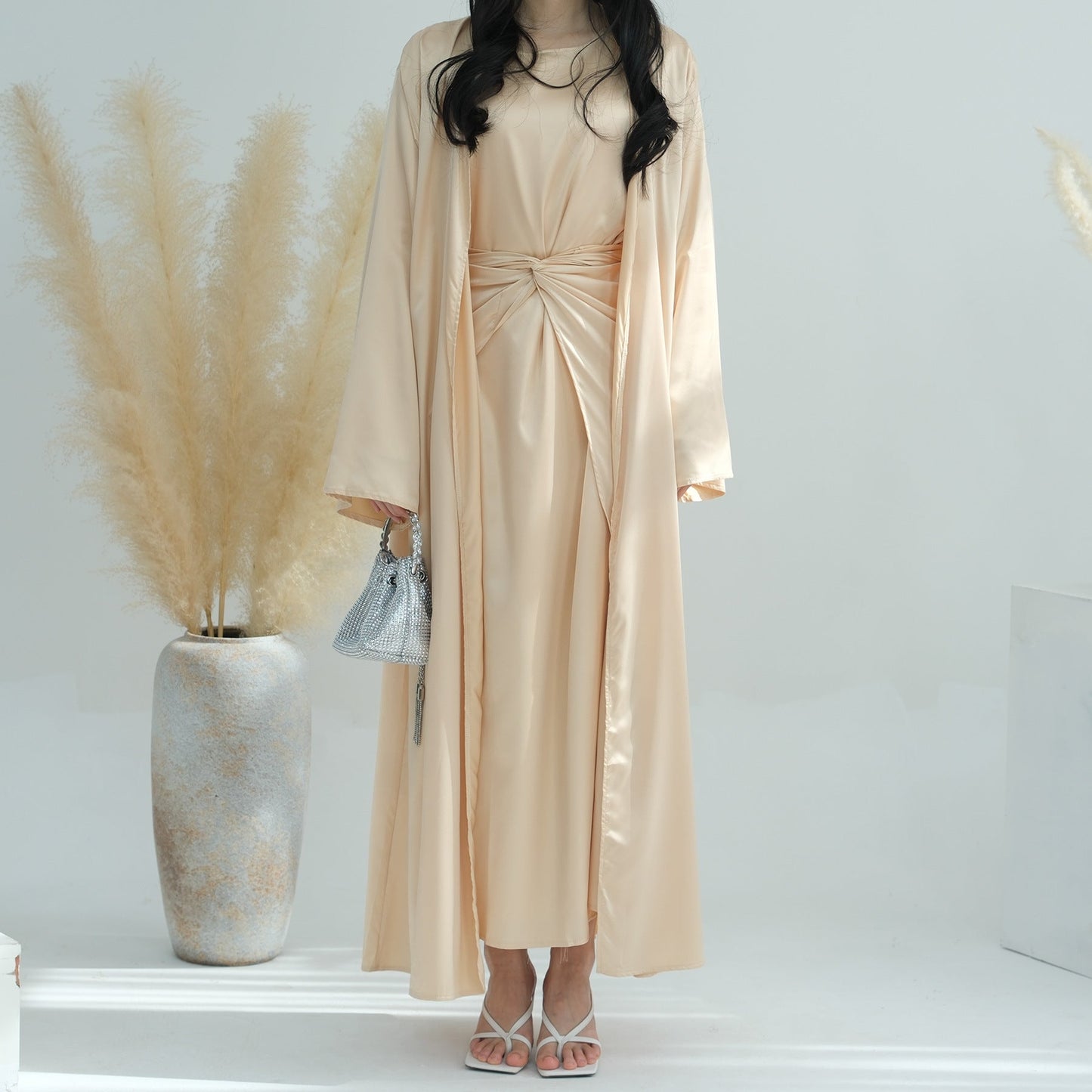 LM6581 Solid color three-piece women's long skirt suit