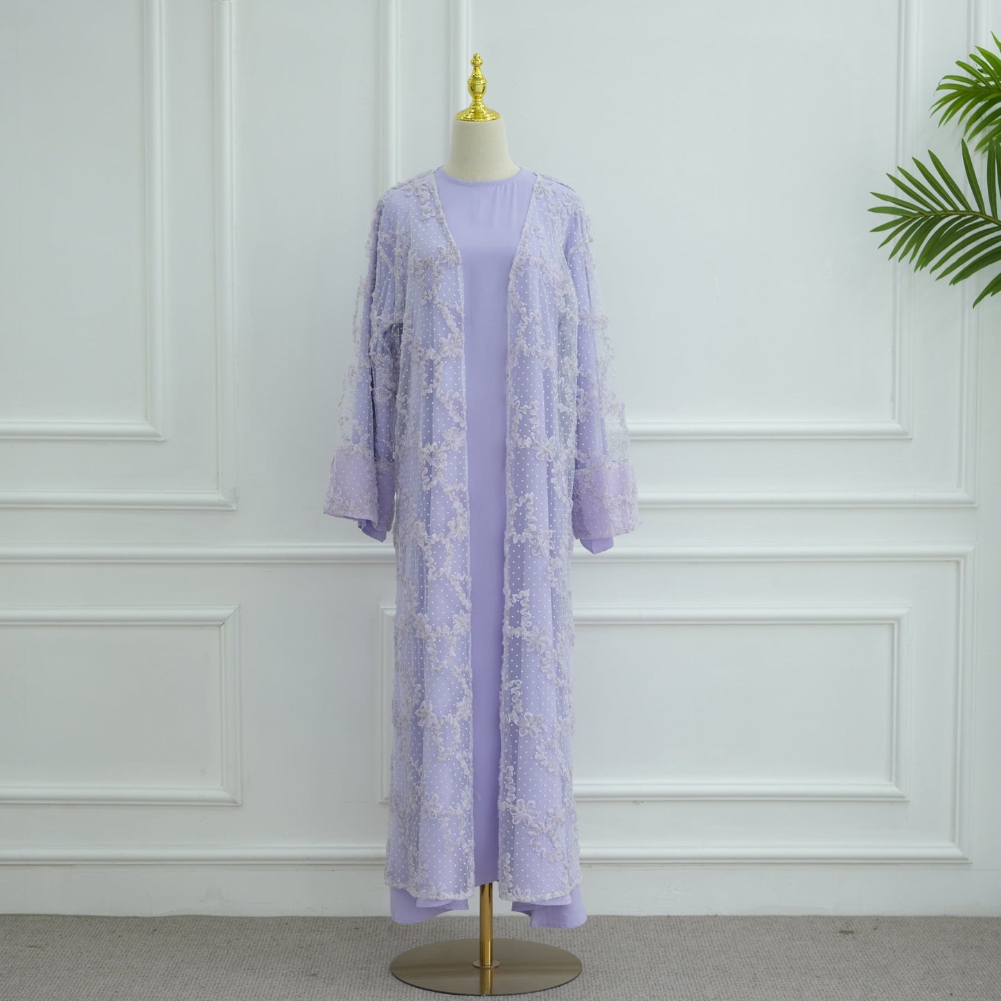 LM6622 3D flower mesh cardigan (optional headscarf and inner layer)