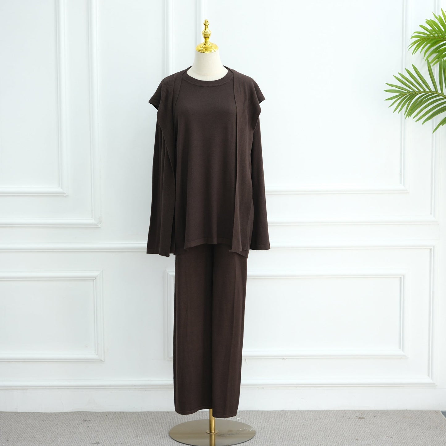 LM6593 Soft knitted home set | Simple solid color two-piece set