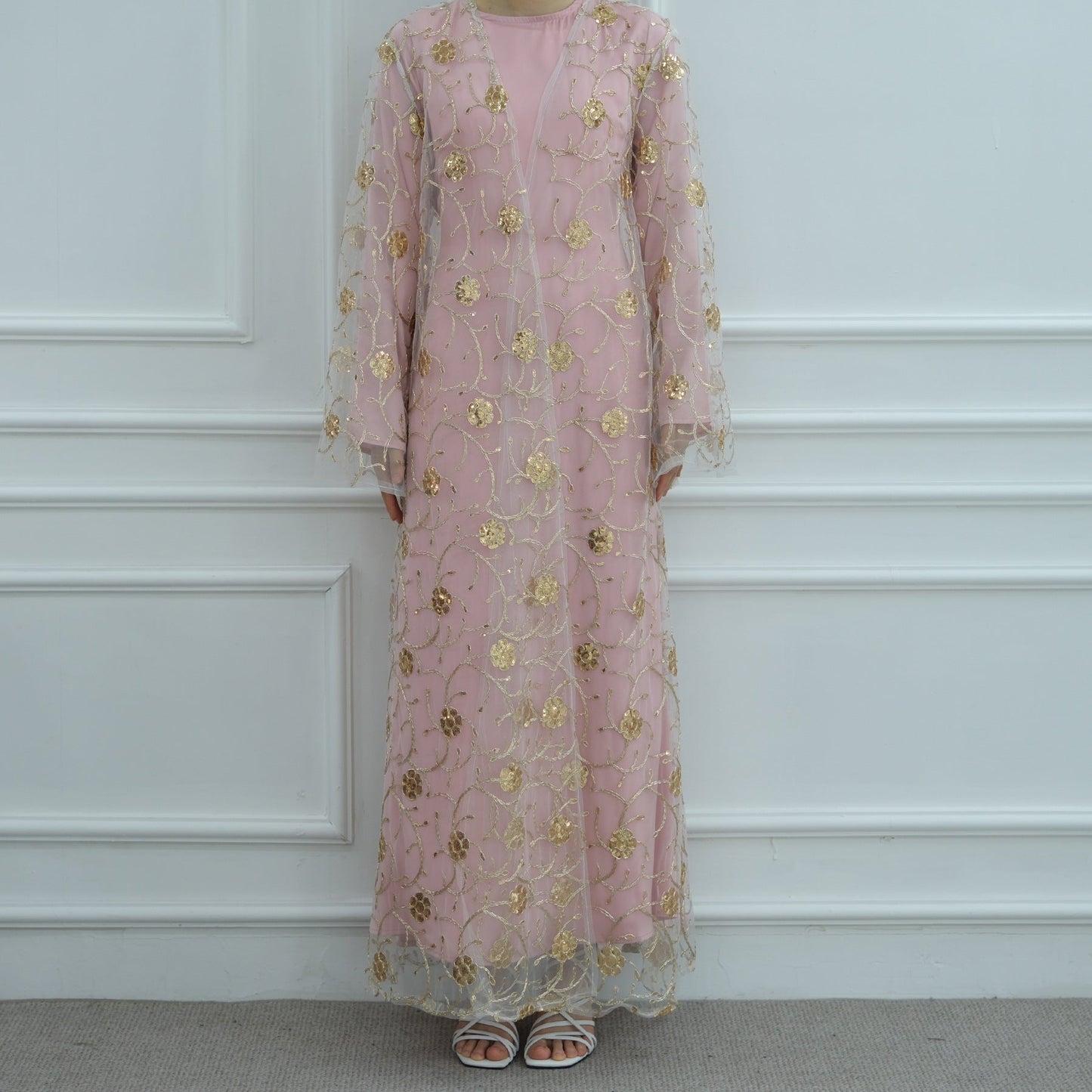 LM6627 Gold hook flower embroidered cardigan (with optional inner wear)