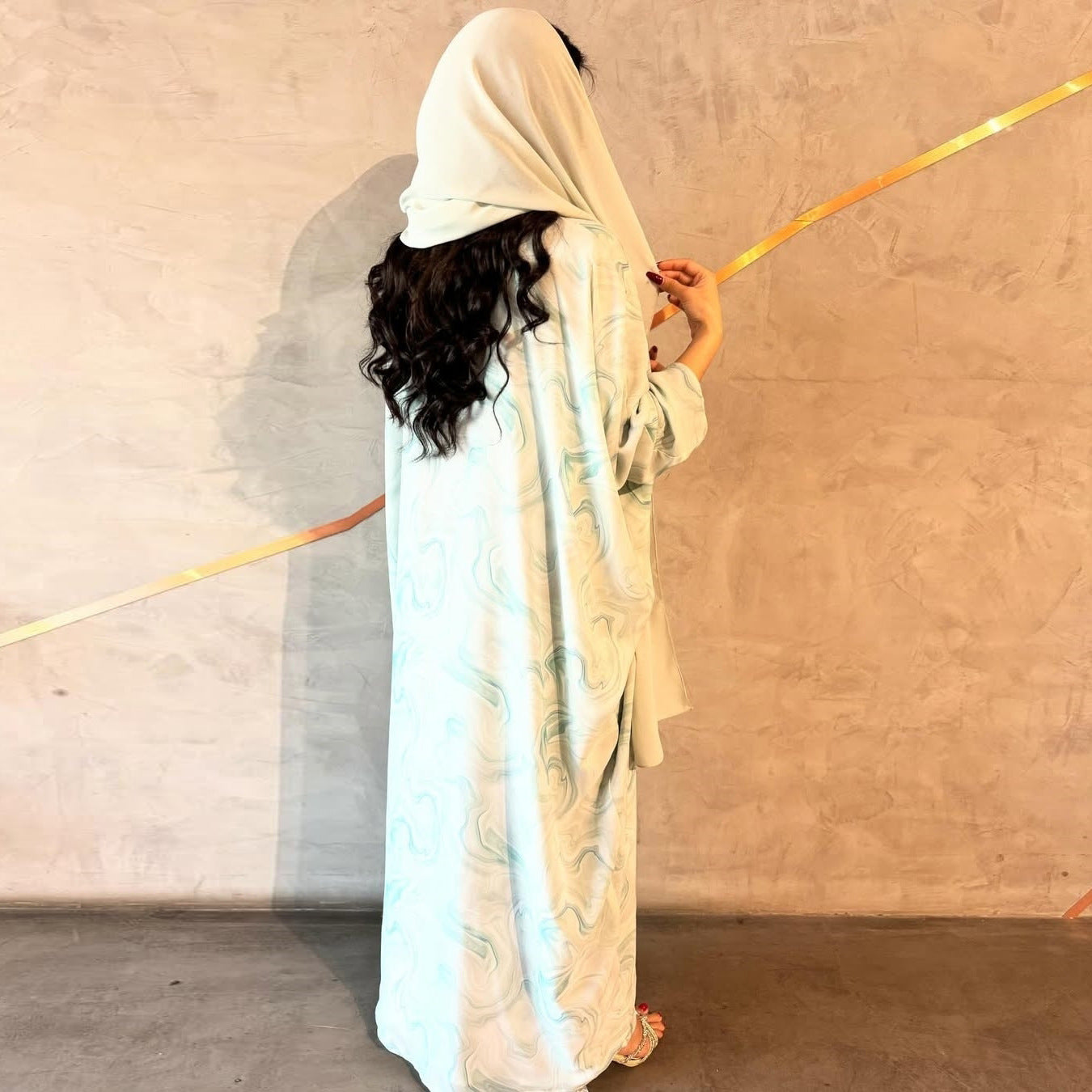 LM6635 Abaya chiffon printed two-piece set (including headscarf)