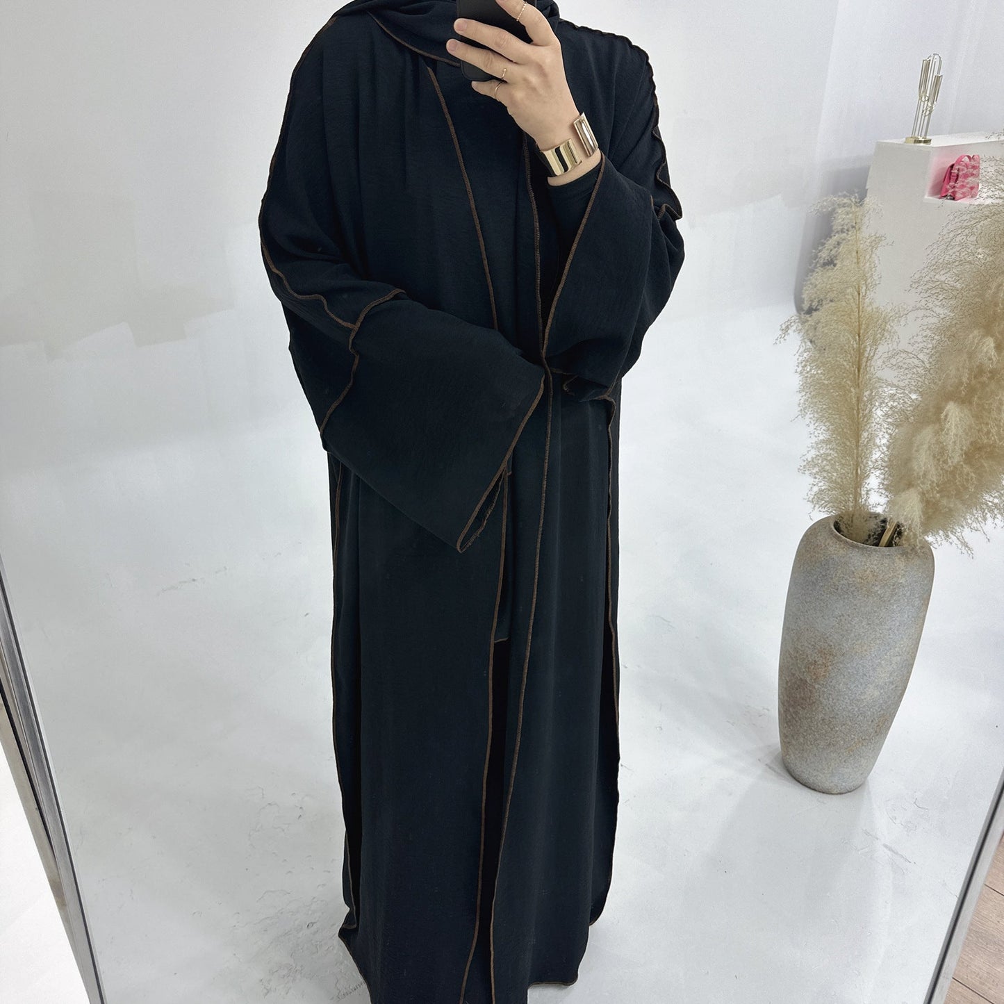 LUMAYA LM1182 3pcs Set Crepe Inner Dress and Cardigan and Hijab