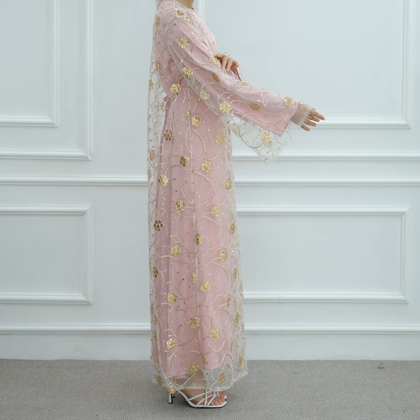 LM6627 Gold hook flower embroidered cardigan (with optional inner wear)