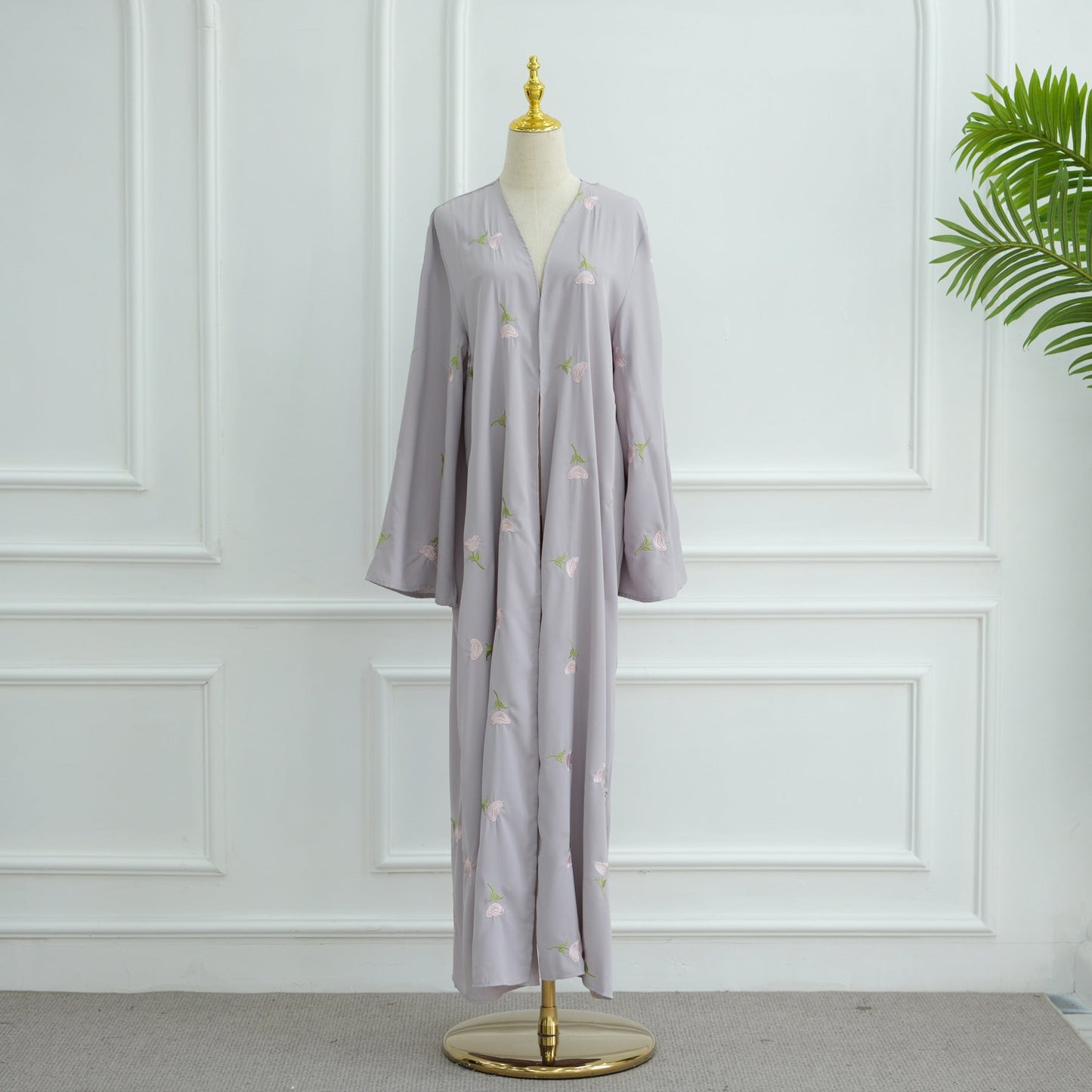 LM6631 Long cardigan with floral embroidery (headscarf optional)