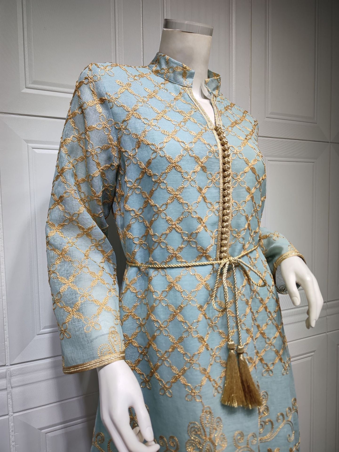 LM6640 Elegant Openwork Embroidered Abaya Long Dress