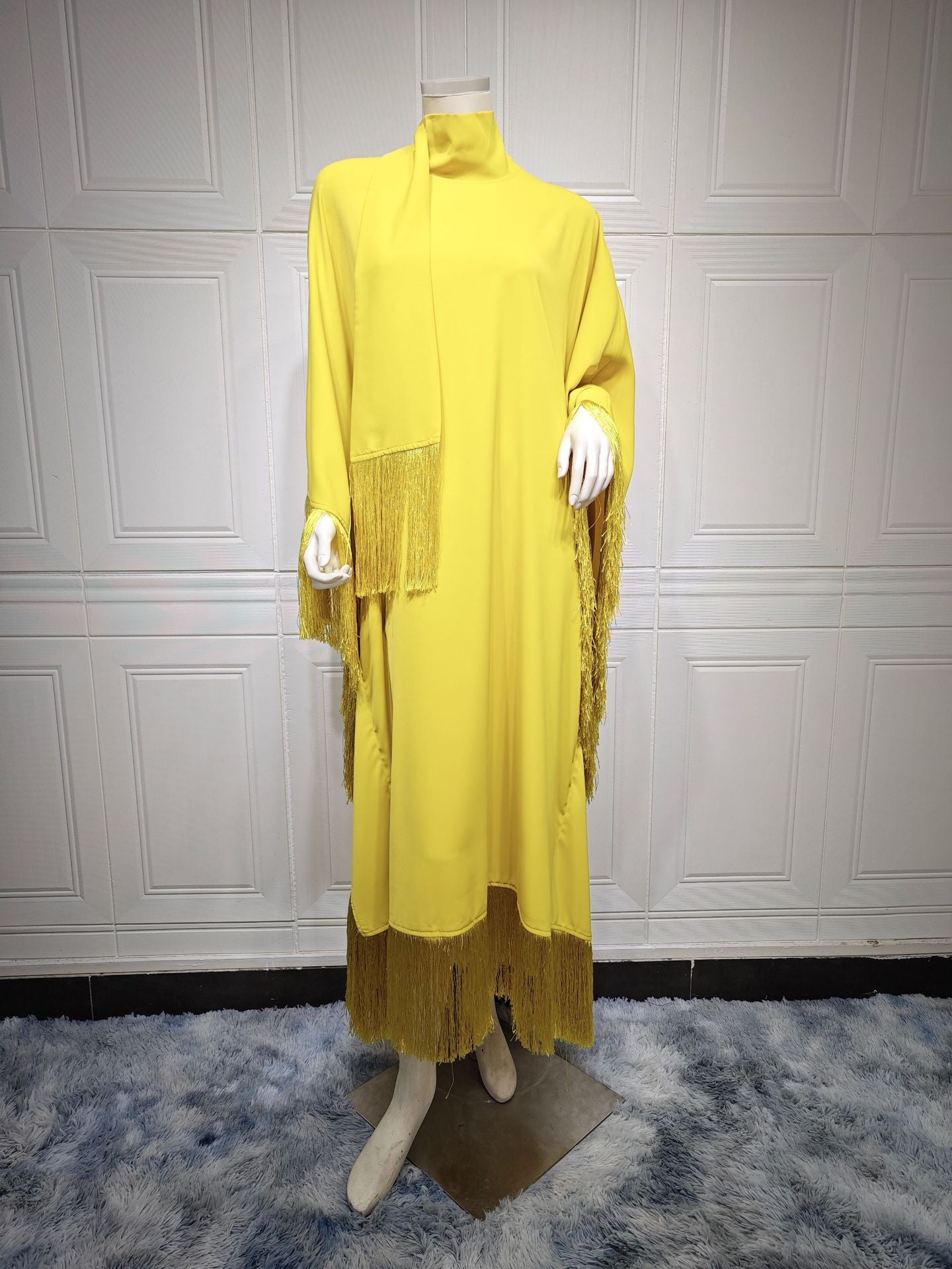 LUMAYA0467 Ladies Dolman Sleeve Tassel Kaftan High Fashion Dress modest party dress