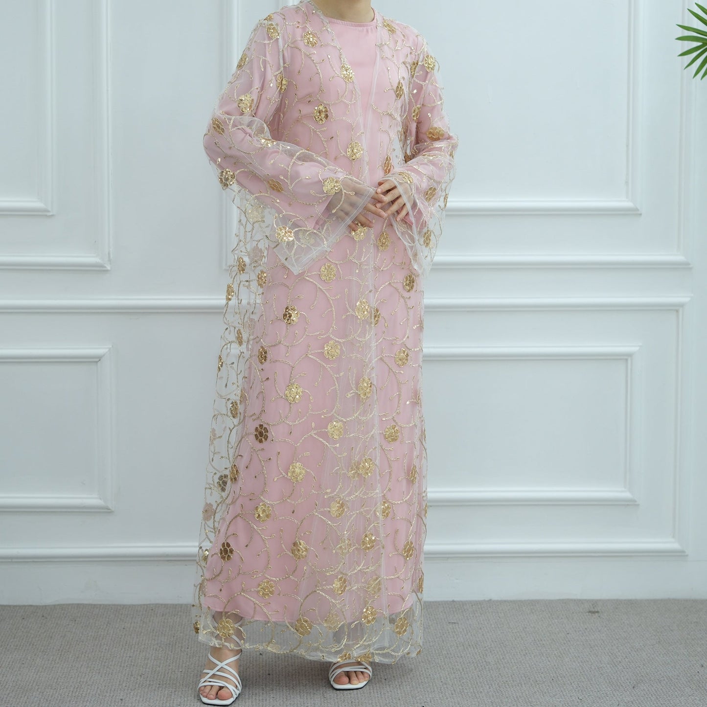 LM6627 Gold hook flower embroidered cardigan (with optional inner wear)