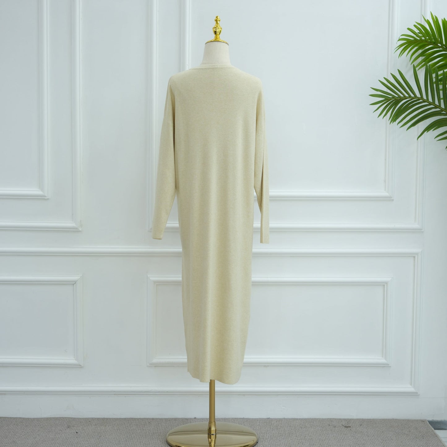 LM6598 Autumn and Winter Knitted Dress, Long Solid Color (headscarf Not Included)