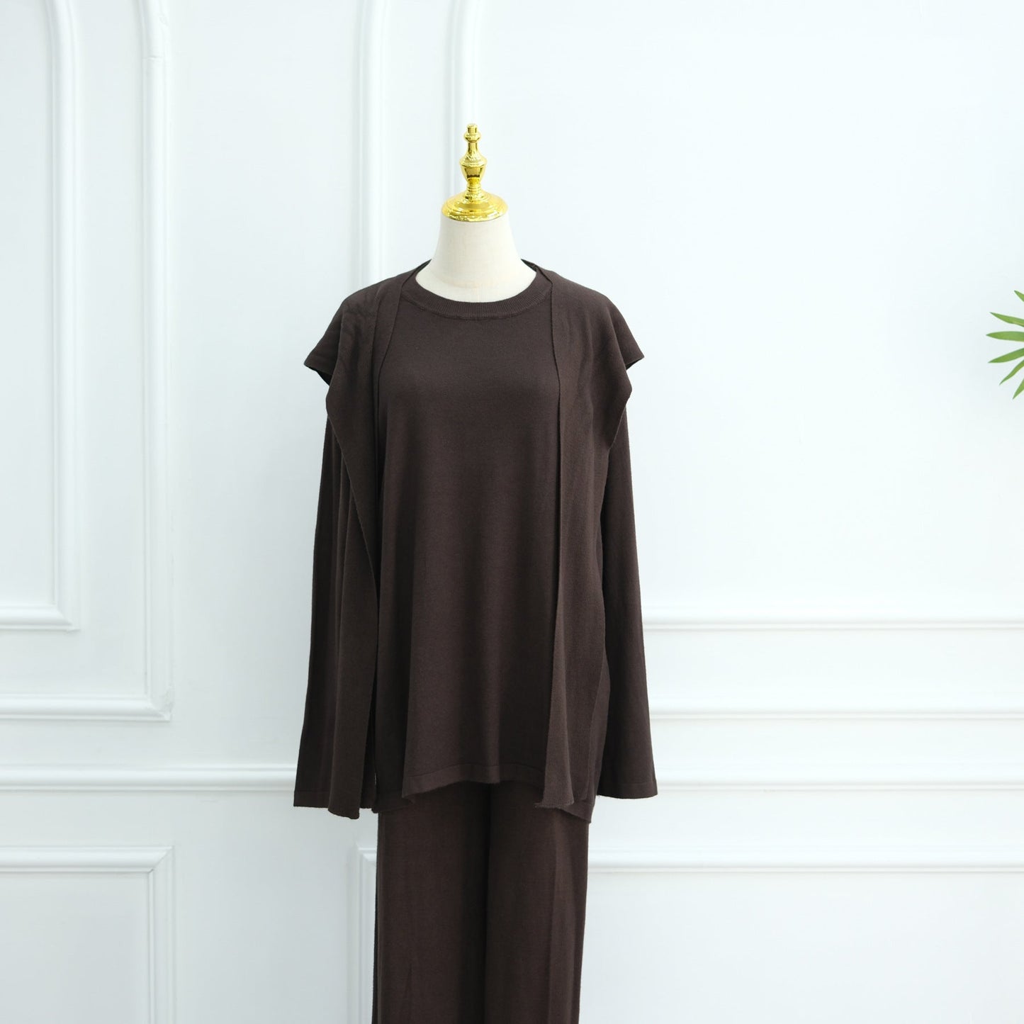 LM6593 Soft knitted home set | Simple solid color two-piece set