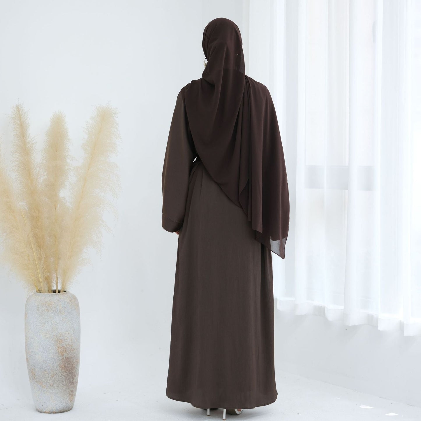LM6624 Abaya Cardigan with Beaded Lace-up