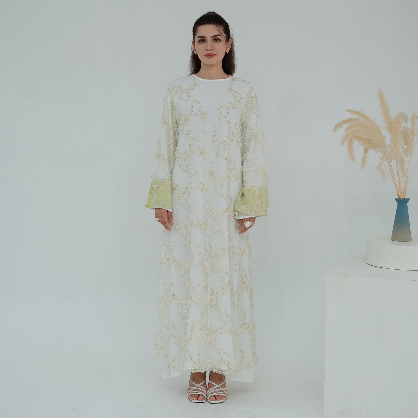 LM6622 3D flower mesh cardigan (optional headscarf and inner layer)