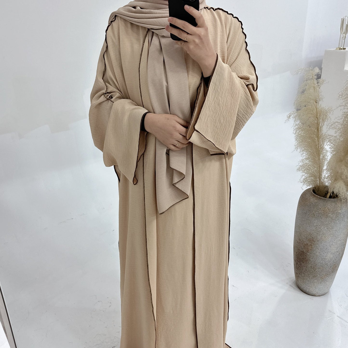LUMAYA LM1182 3pcs Set Crepe Inner Dress and Cardigan and Hijab