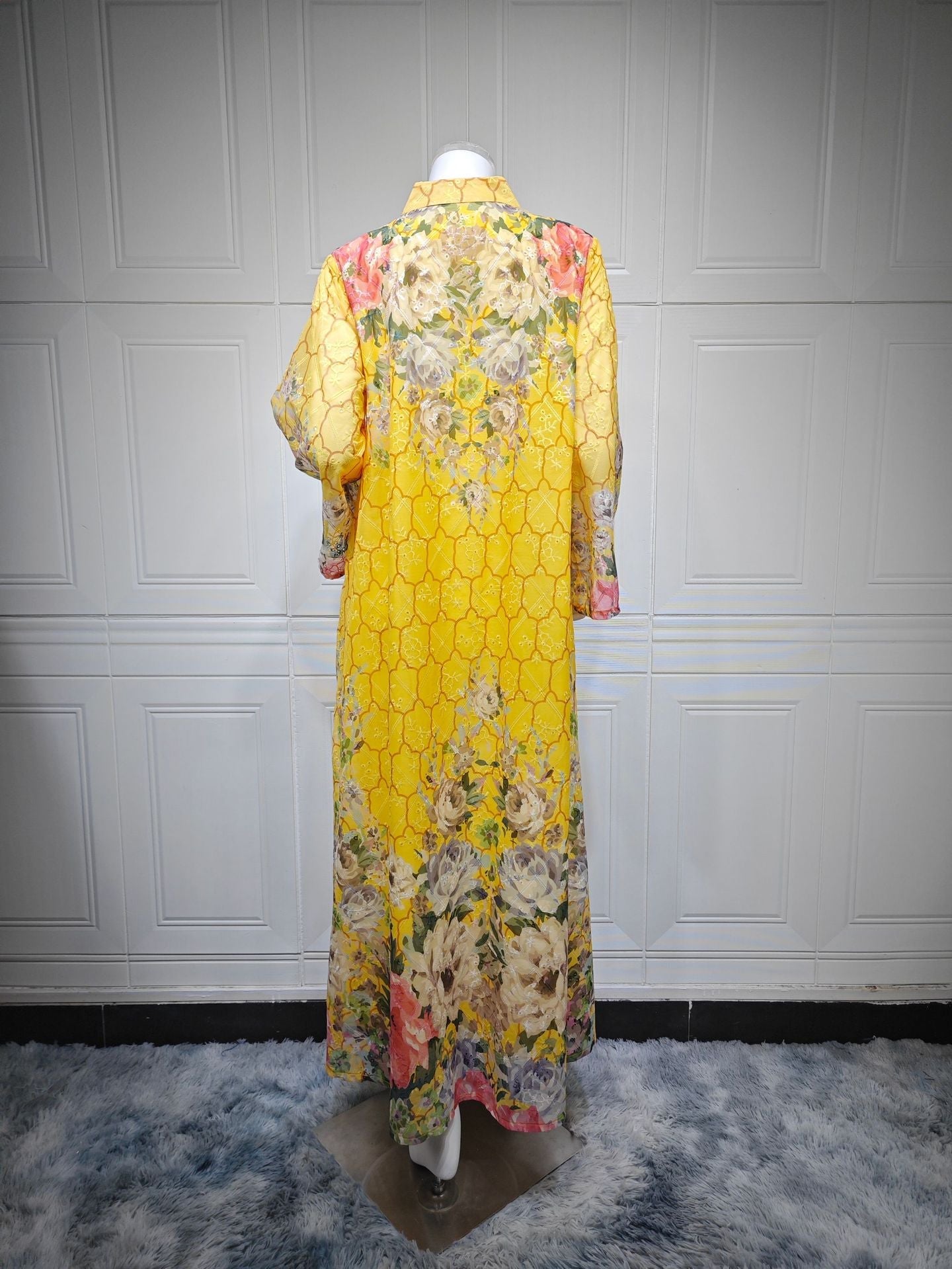 LM6636 Floral Print Embroidered Long Dress