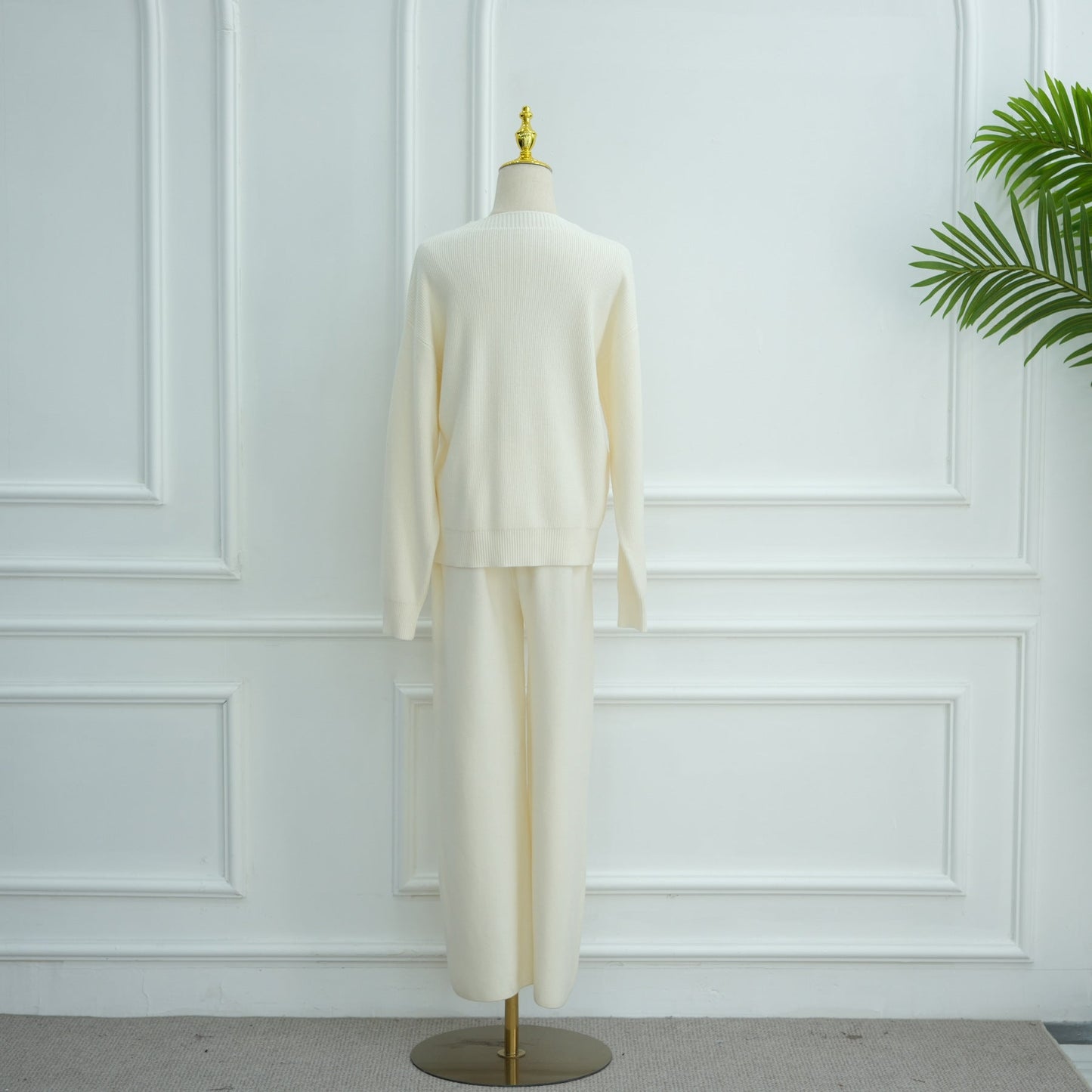 LM6595 Autumn and Winter Thickened Knitted Suit (Not Including Headscarf) | Simple Solid Color Two-Piece Suit