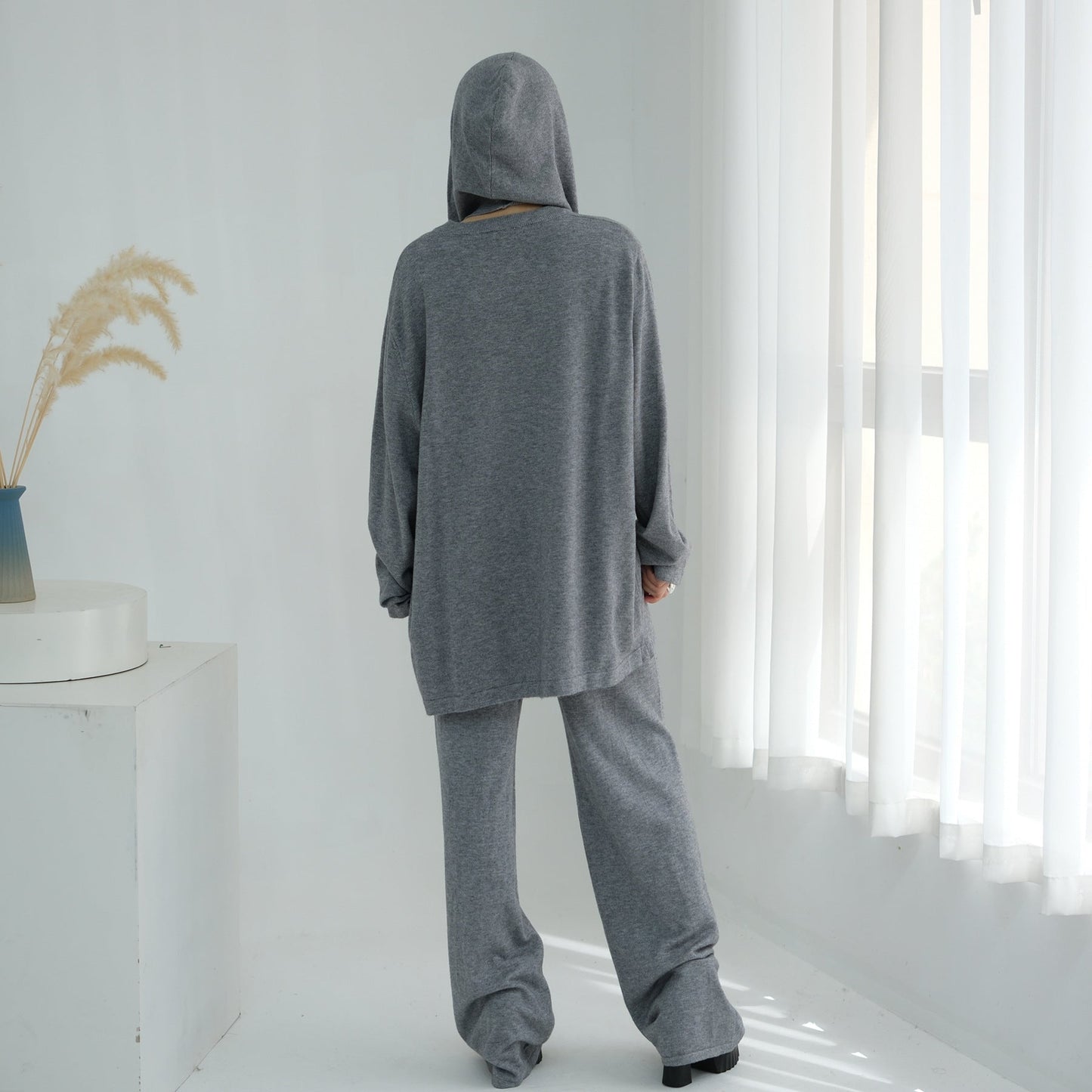 LM6593 Soft knitted home set | Simple solid color two-piece set