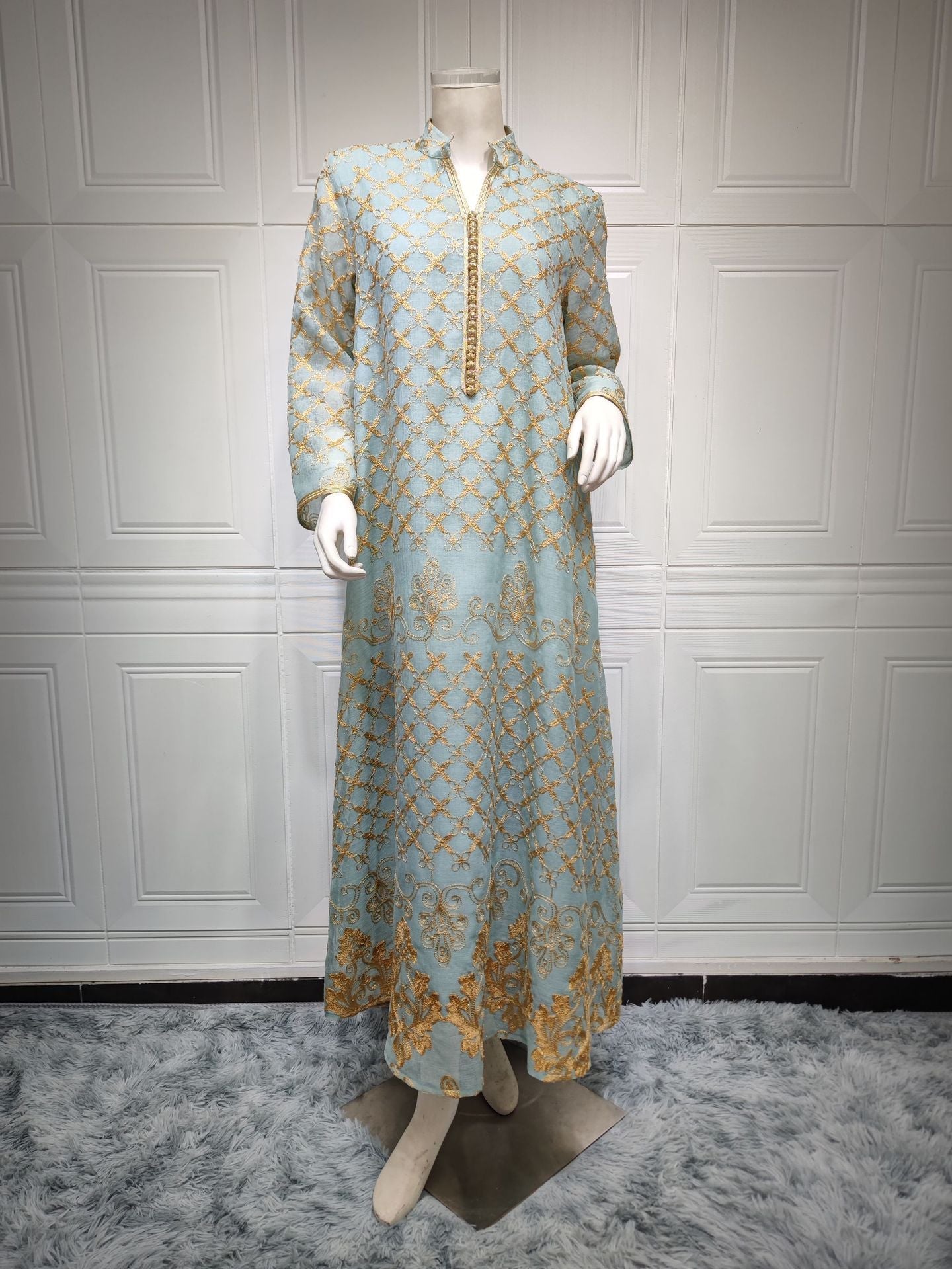 LM6640 Elegant Openwork Embroidered Abaya Long Dress