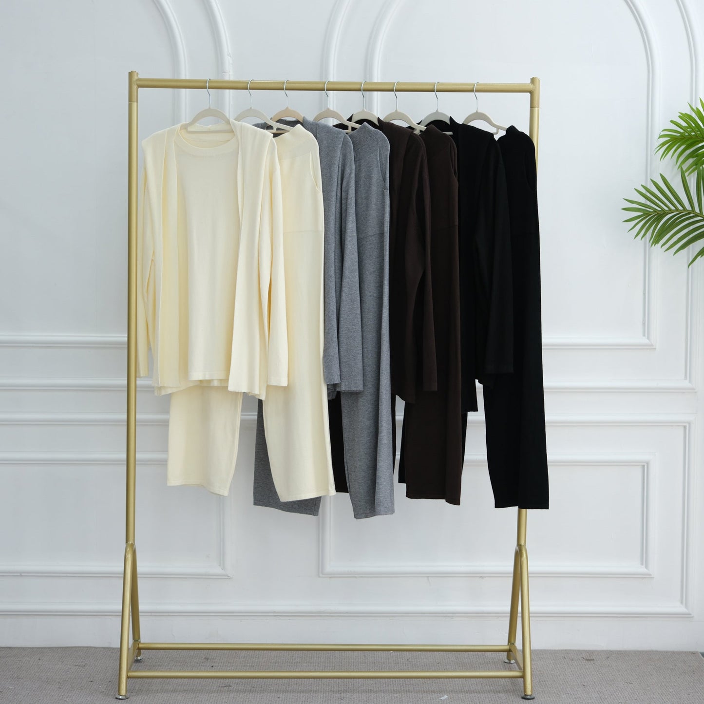 LM6593 Soft knitted home set | Simple solid color two-piece set