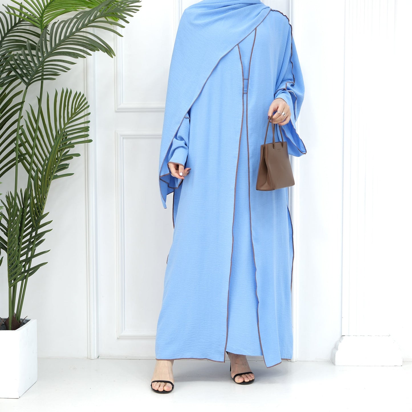 LUMAYA LM1095 3pcs Set Cardigan+without Sleeves Inner Dress+Hijab