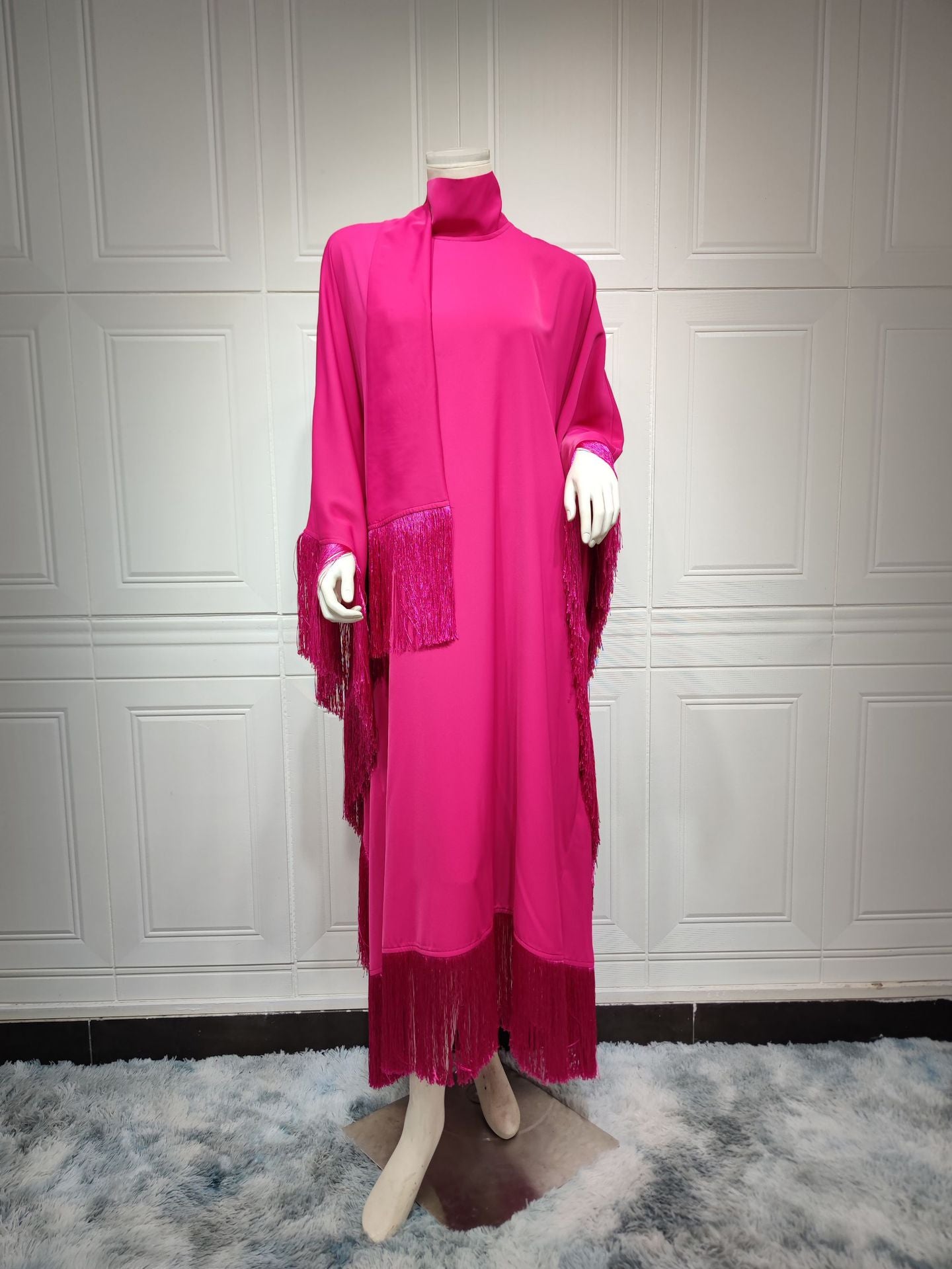 LUMAYA0467 Ladies Dolman Sleeve Tassel Kaftan High Fashion Dress modest party dress