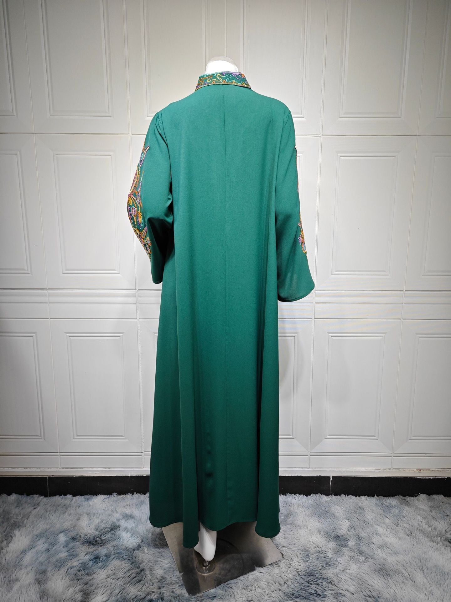 LM6661 Rope Embroidery Pullover Robe Dress, Long Sleeves, Loose Fit.