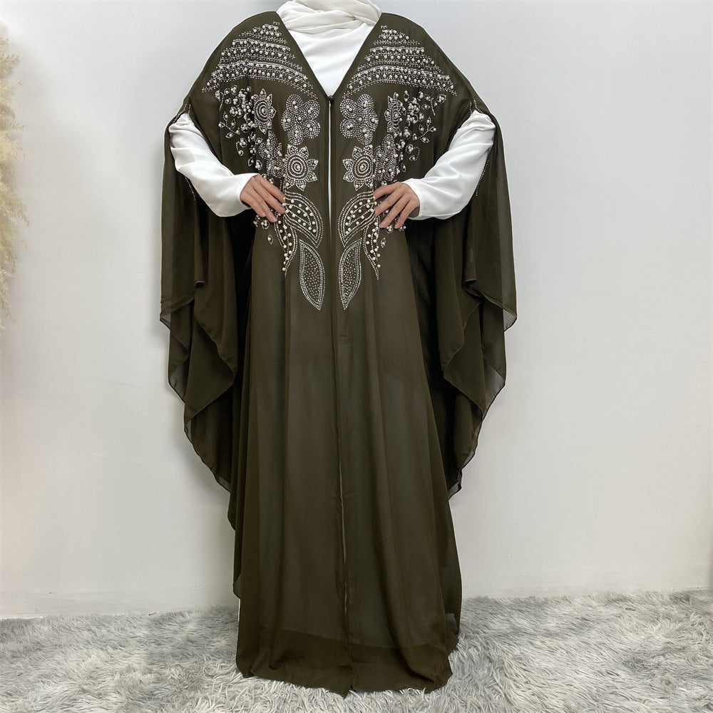 LUMAYA LUMAYA1085 Muslim Rhinestone Cardigan Dress